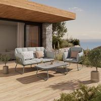 Gartenset Betty Grün/Beige 4-teilig - Beige/Grün, MODERN, Glas/Textil