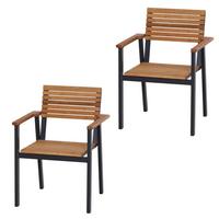 Gartensessel-Set Bozen 2-tlg. Echtholz/Schwarz - Naturfarben, Basics, Holz/Metall (60/83/58,5cm) - Siena Garden