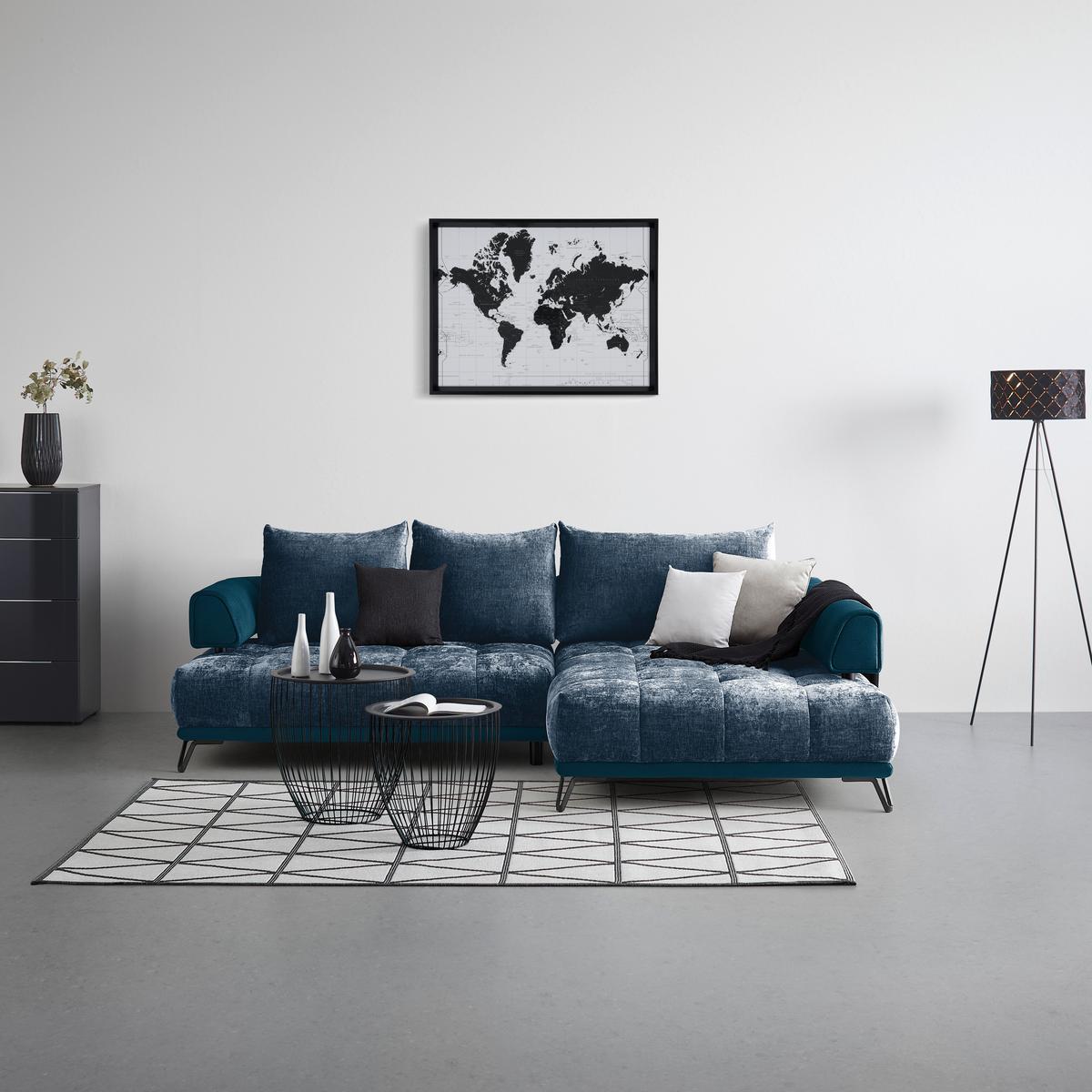 Ecksofa Morgan Royalblau - Royalblau/Schwarz, MODERN, Textil/Metall (262/67-87/184cm) - Mömax