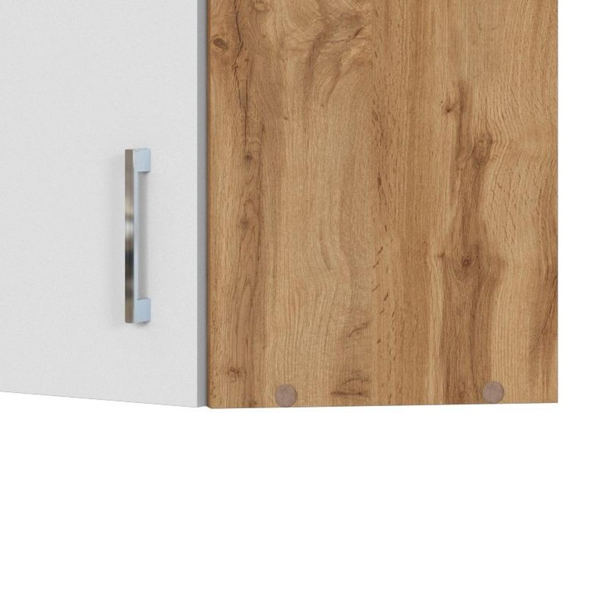 Held Eckhängeschrank 60 cm Eiche/Weiß - Chromfarben/Eiche Wotan, MODERN, Holzwerkstoff/Metall (60/57/60cm) - Held