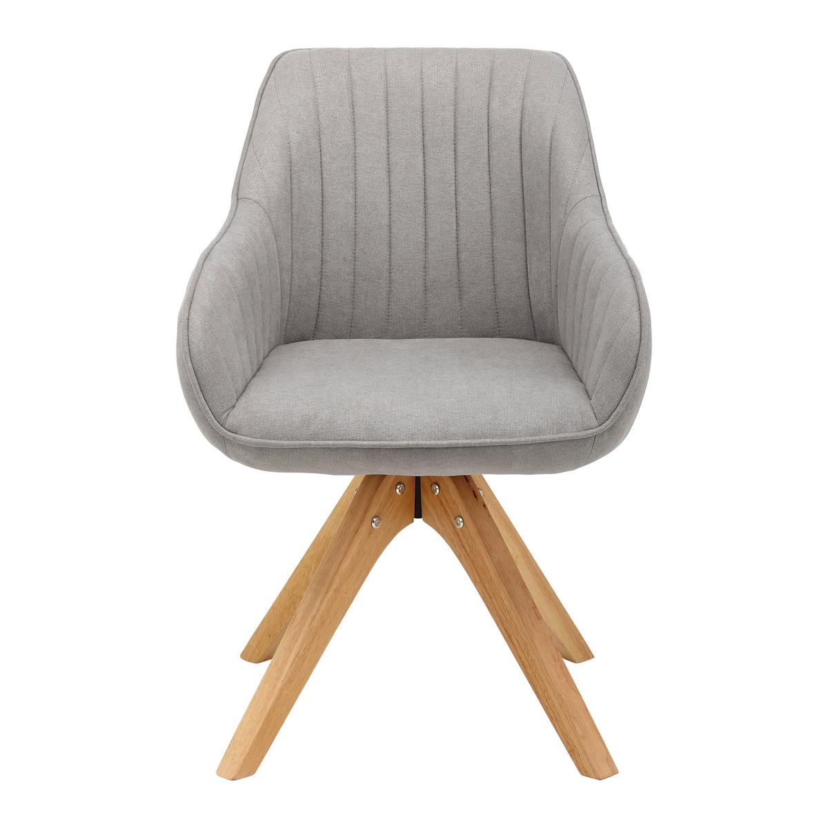 Armlehnstuhl Leonie Hellgrau Webstoff Drehbar Gepolstert - Eichefarben/Hellgrau, MODERN, Holz/Textil (60/84/61cm) - Bessagi Home