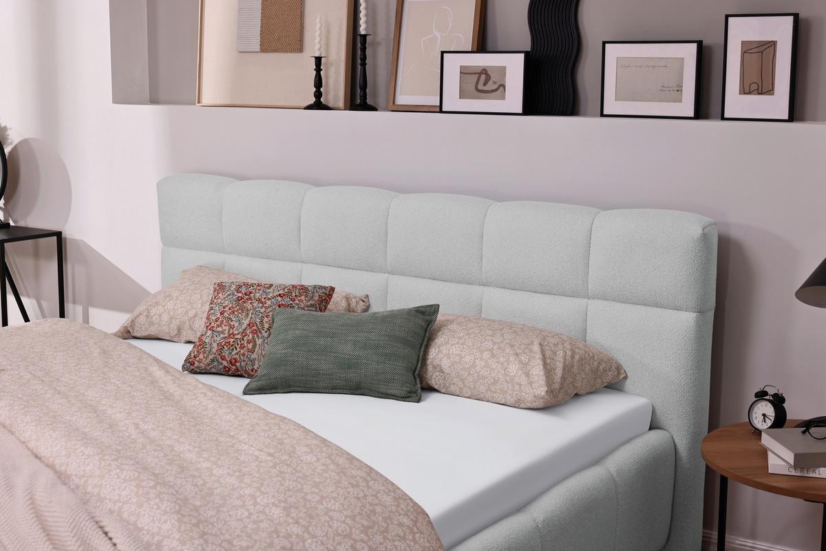 Polsterbett Ascona II Hellgrau ca. 180x200cm - Eichefarben/Hellgrau, KONVENTIONELL, Holzwerkstoff/Textil (180/200cm) - Based