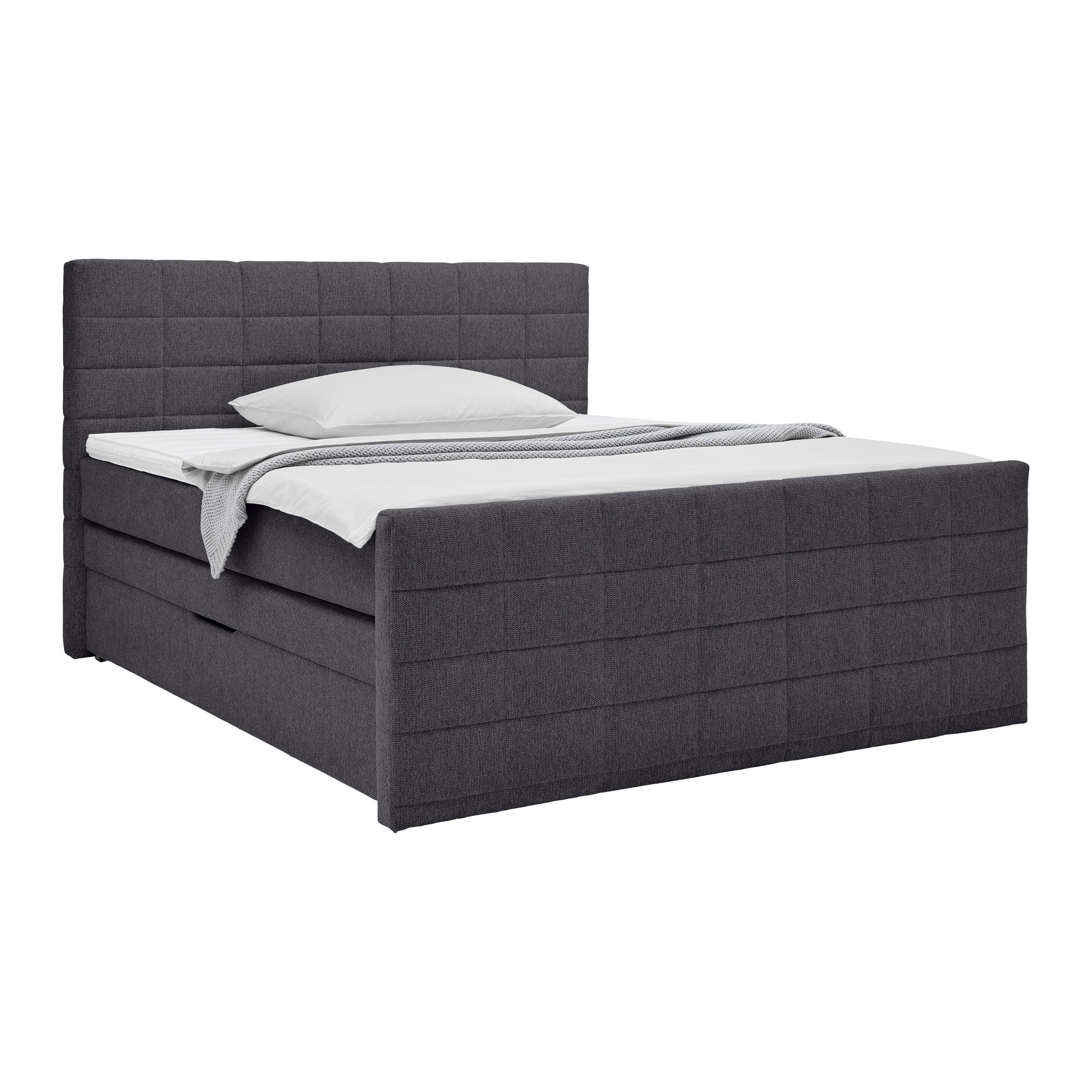 Boxspringbett Damon Schwarz ca. 160x200cm - Schwarz, KONVENTIONELL, Kunststoff/Textil (160/200cm) - Mömax