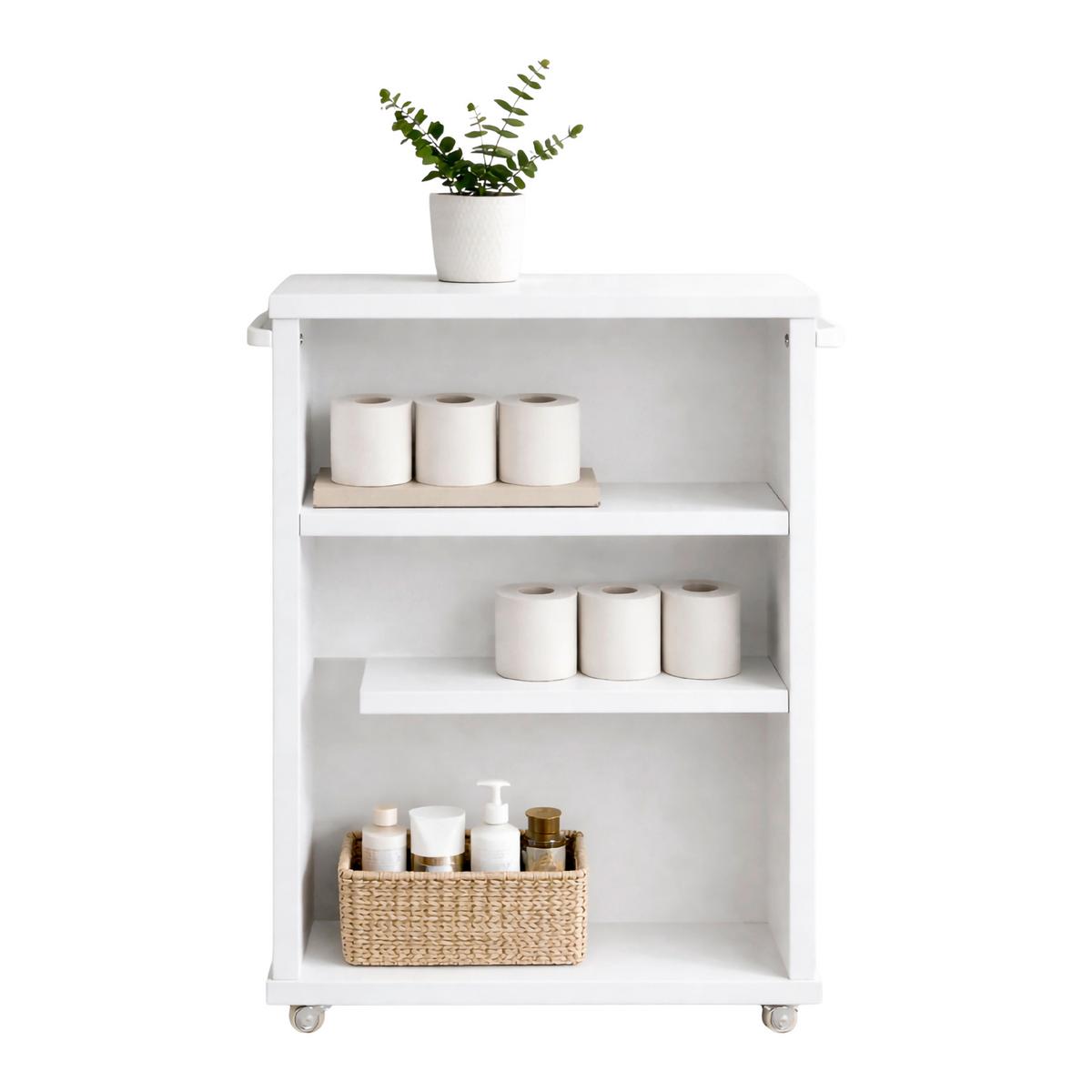 Midischrank Nilari - Weiss/Silberfarben, Trend, Holzwerkstoff/Kunststoff (20/61/45cm) - MID.YOU