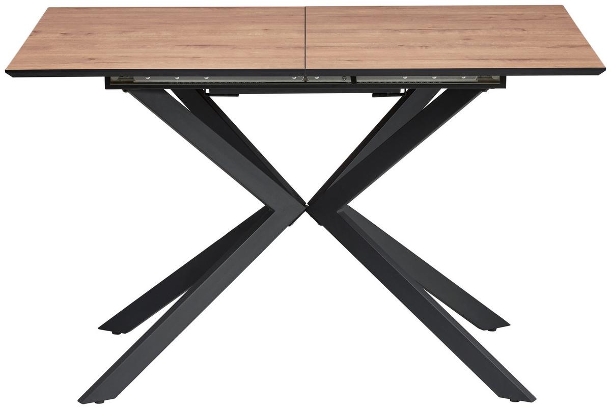 Jedilna Miza Lennox, Barva Hrasta, 120-160x80 - črna/barve hrasta, Konvencionalno, kovina/leseni material (120-160/76/80cm) - MID.YOU