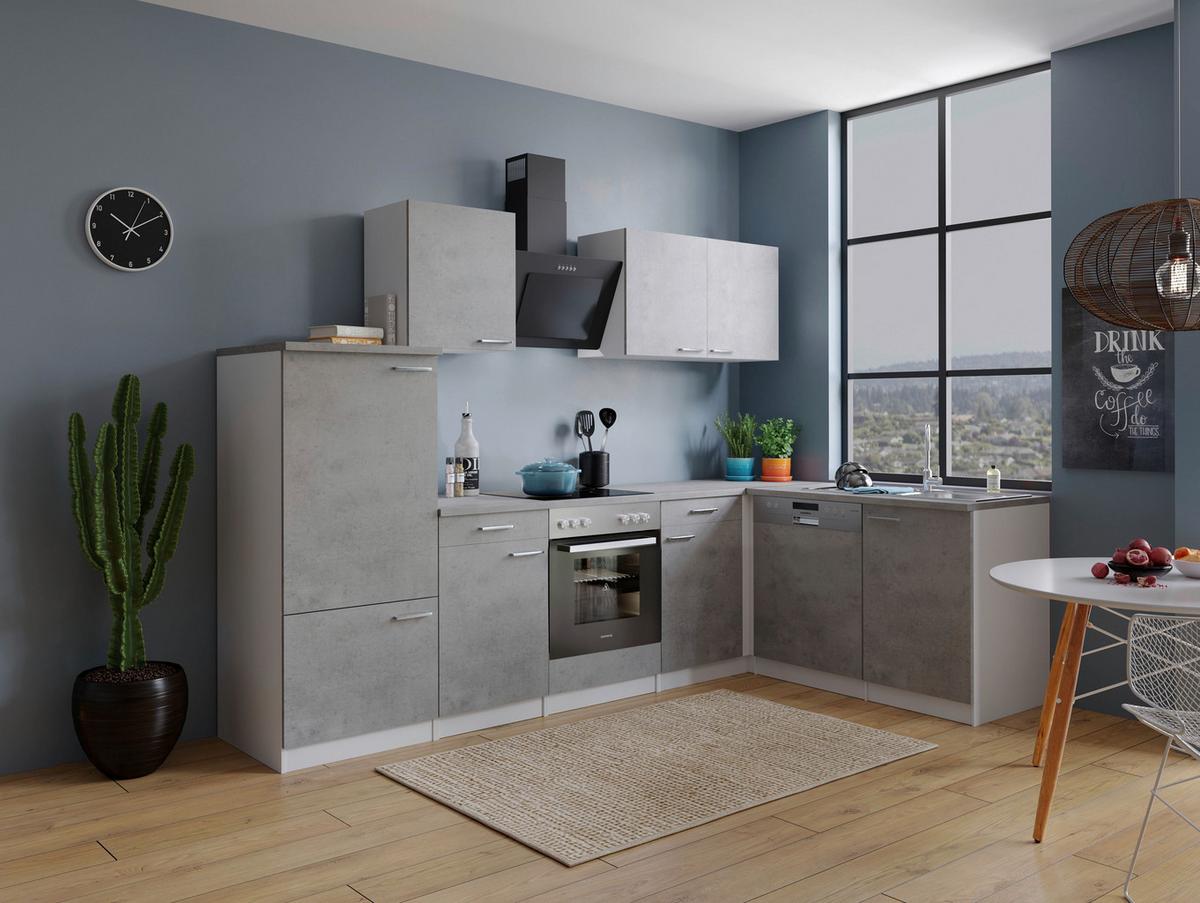 Kotna Kuhinja Z Aparati Malia, 280x172cm - barve nerjavečega jekla/siva, Basics, kovina/leseni material (280/172cm) - Respekta