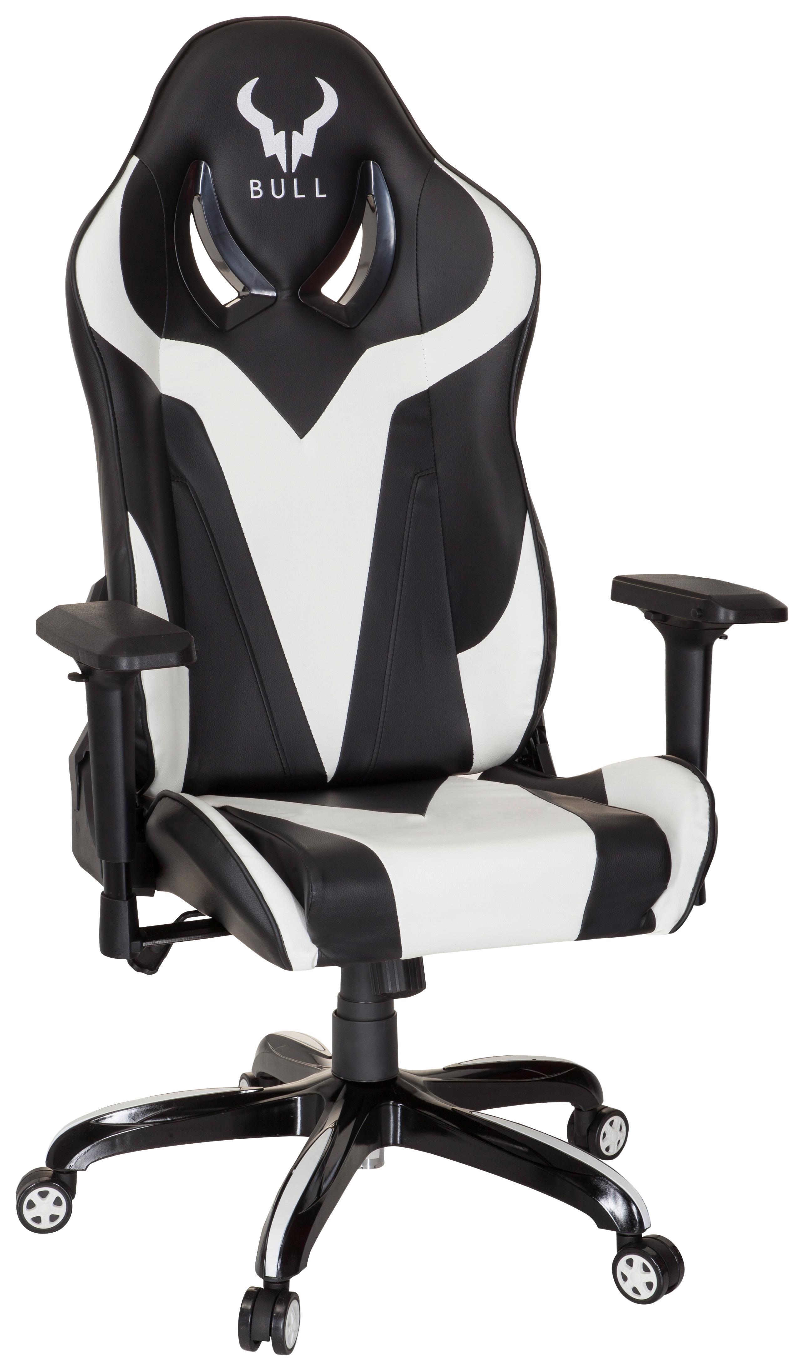 Gaming Stol Promoter I, Črna, Bela - črna/bela, Moderno, umetna masa/tekstil (74/133/67cm) - MID.YOU
