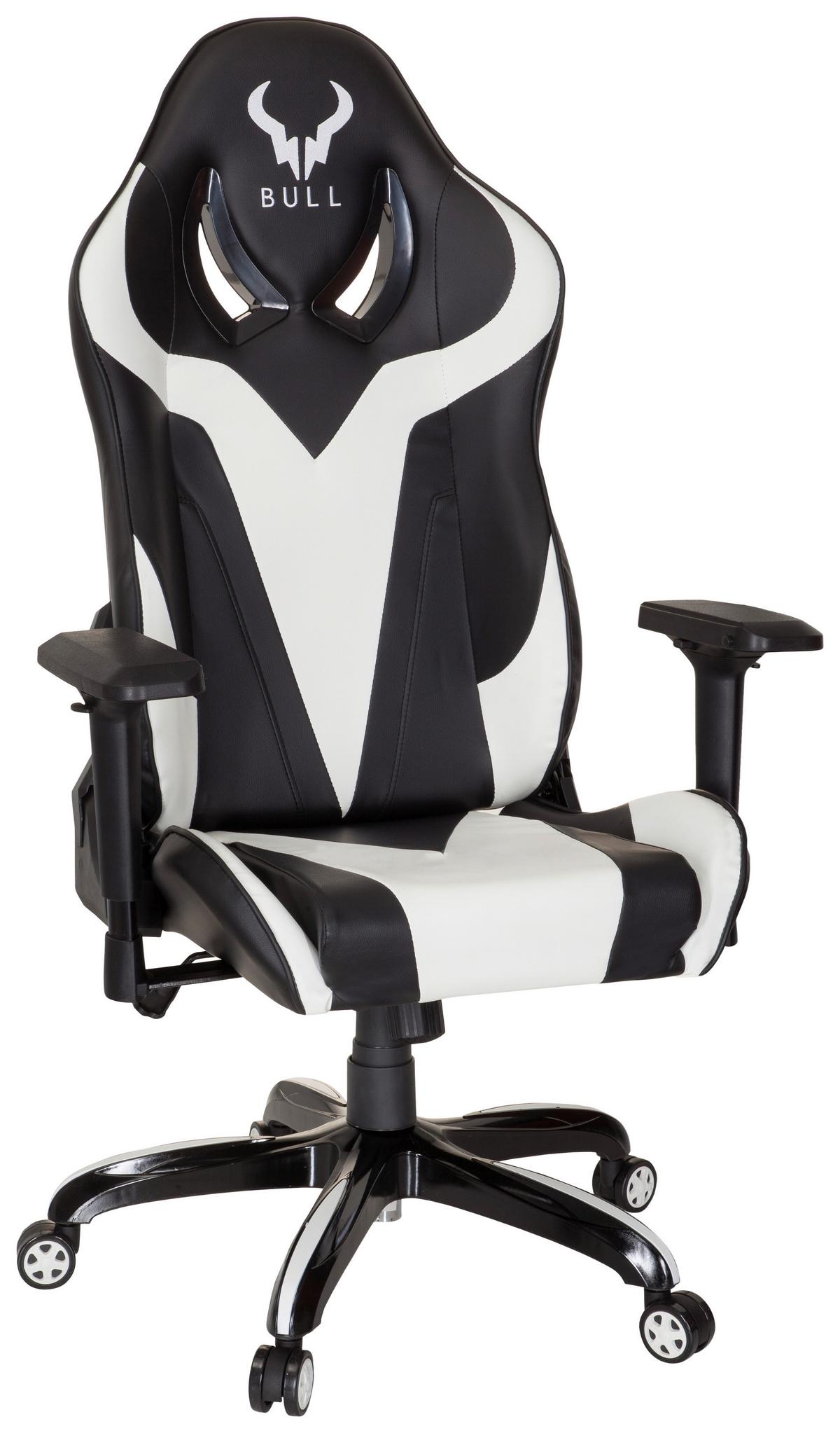 Gaming Stol Promoter I, Črna, Bela - črna/bela, Moderno, umetna masa/tekstil (74/133/67cm) - MID.YOU
