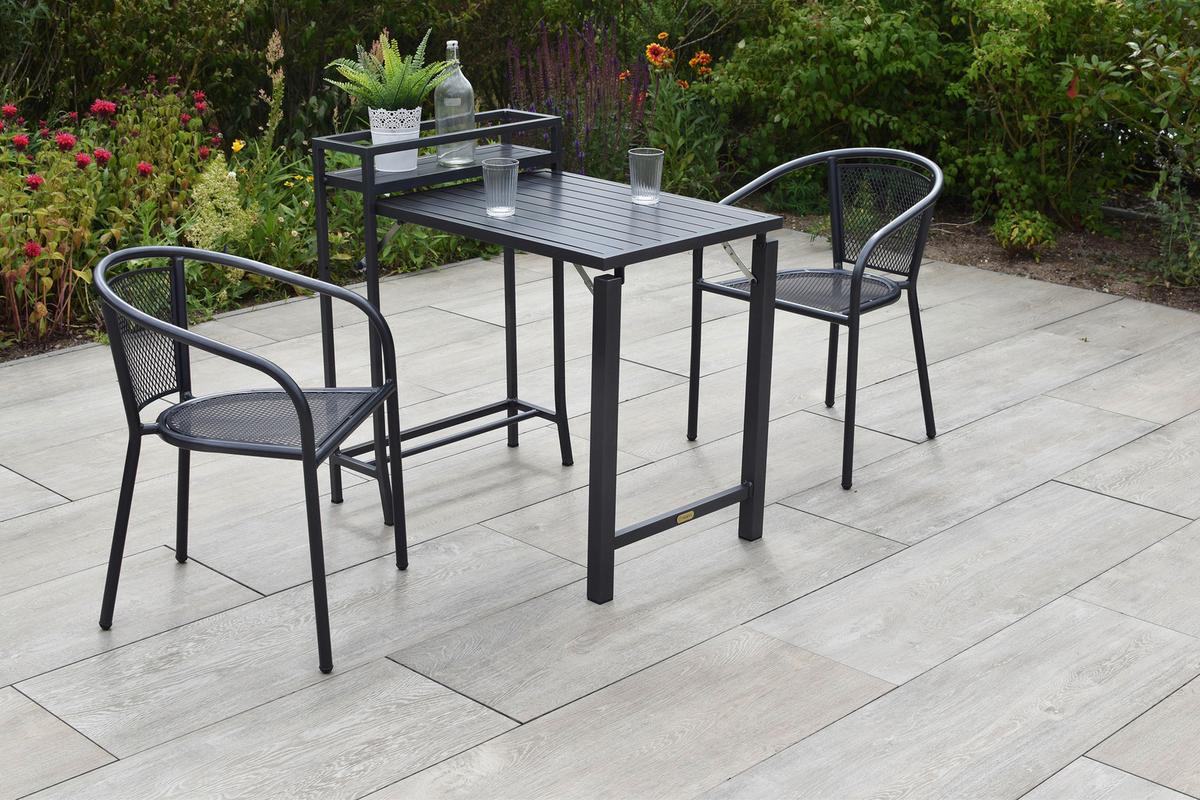 Balkontisch Graphit klappbar - Graphitfarben, KONVENTIONELL, Metall (91/60/88cm) - Gardenson