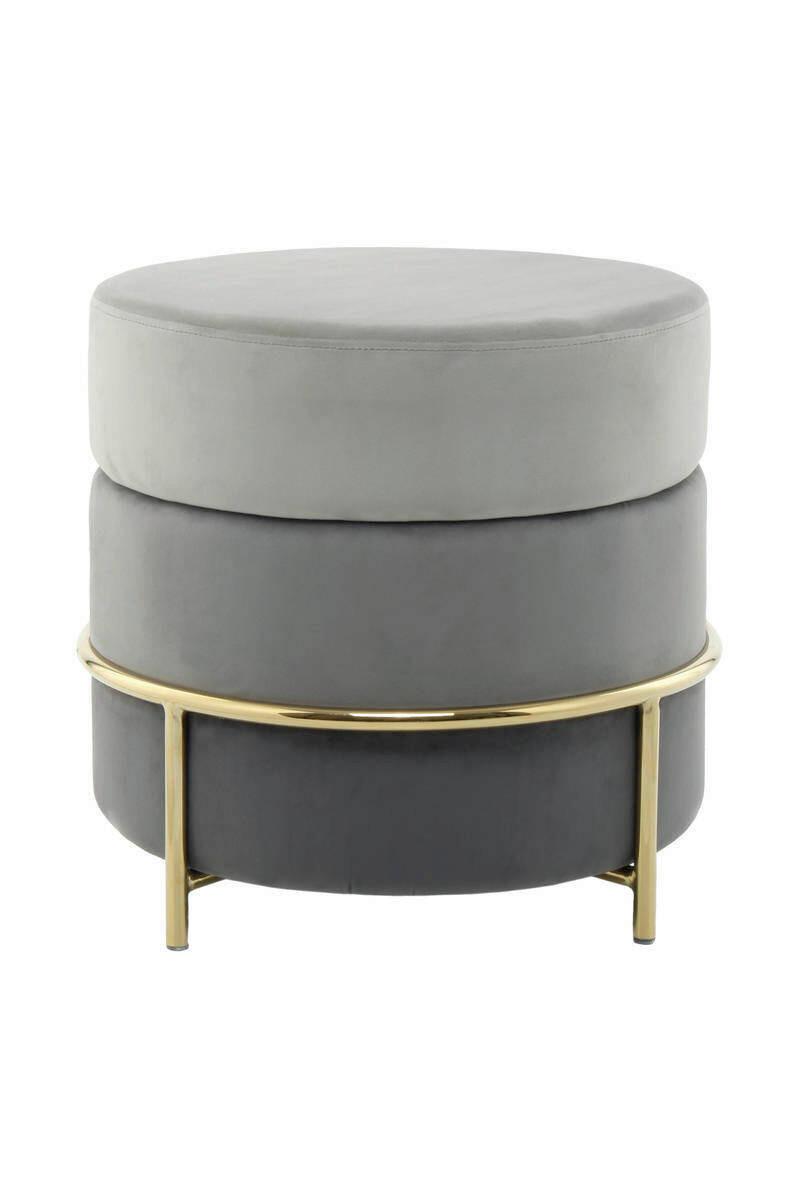 HOCKER Hocker mit Samt-Bezug in Grau - Goldfarben/Grau, Basics, Holzwerkstoff/Textil (48,5/46/48,5cm) - Kayoom