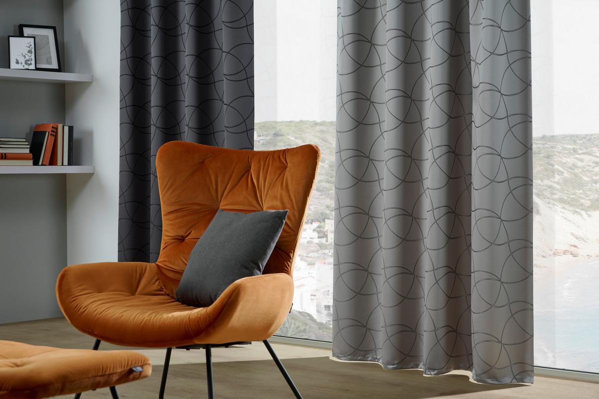 ZASŁONA GOTOWA MICHELE - czarny, Konventionell, tkanina (140/245cm) - Dieter Knoll