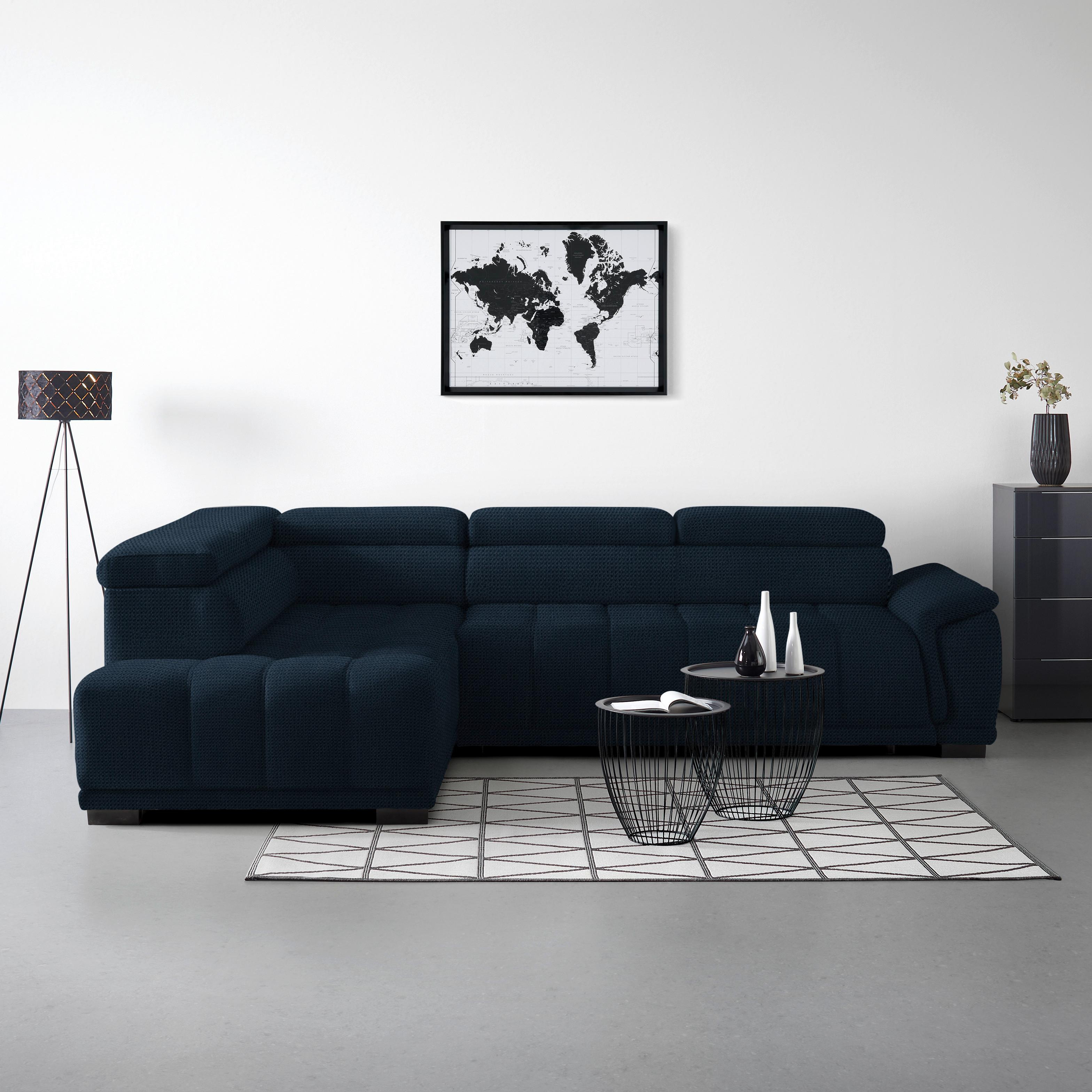 Ecksofa Gremio links Dunkelblau - Schwarz/Dunkelblau, MODERN, Kunststoff/Textil (206/283cm) - Premium Living