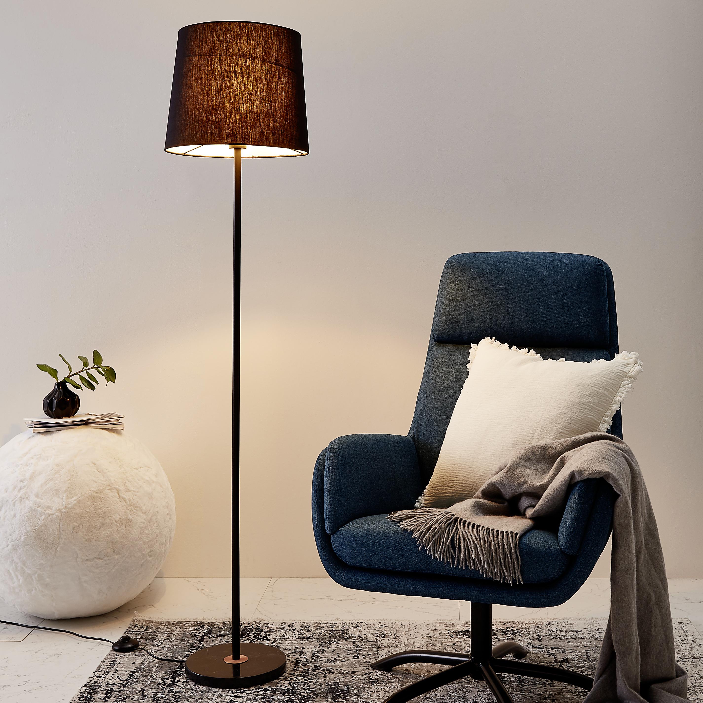 Stehleuchte Enja max. 20 Watt - Schwarz/Kupferfarben, Design, Textil/Stein (36/160cm) - Paulmann