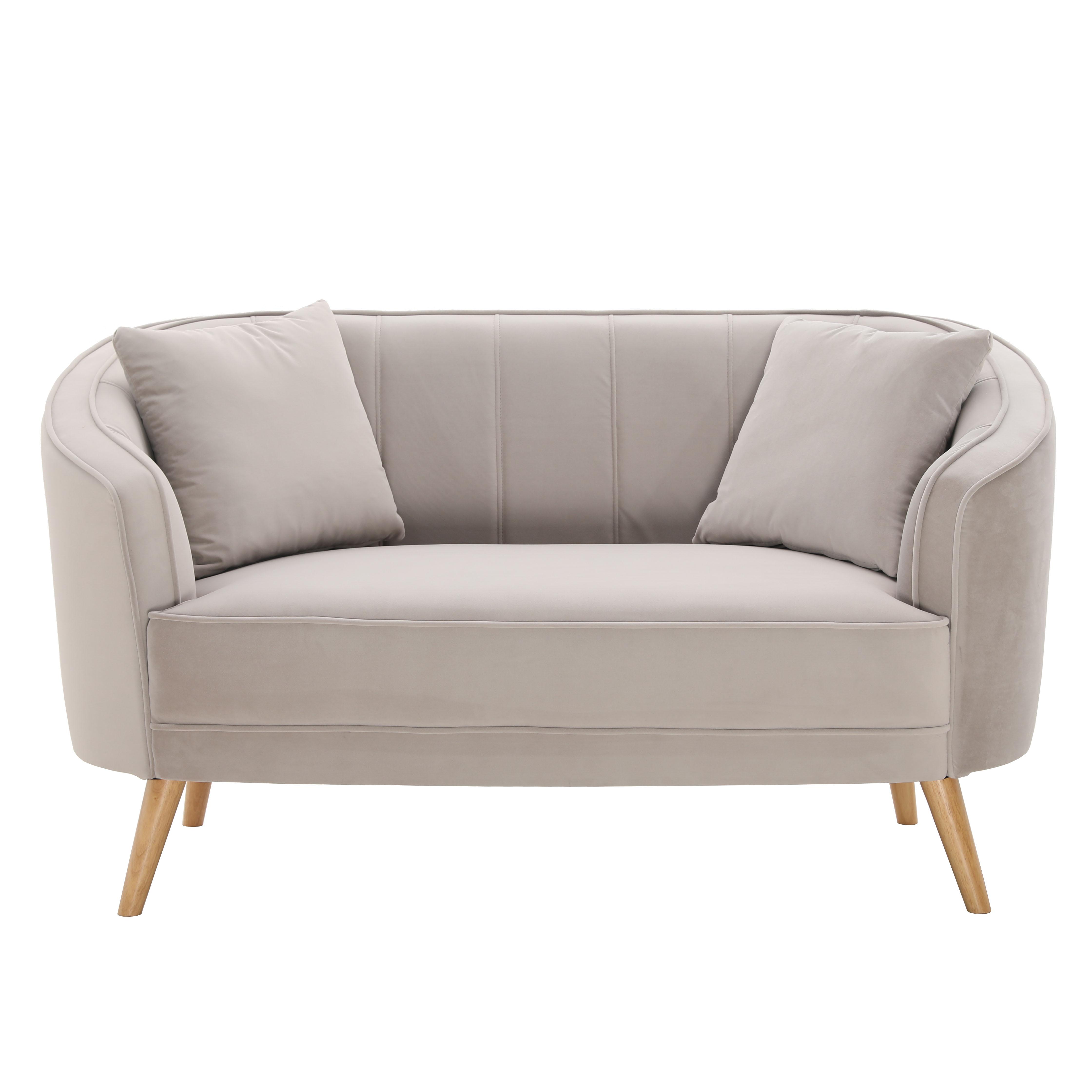 Sofa "Hope", zweisitzer, natur, Samt - Naturfarben, MODERN, Holz/Textil (141/77/73cm) - Bessagi Home