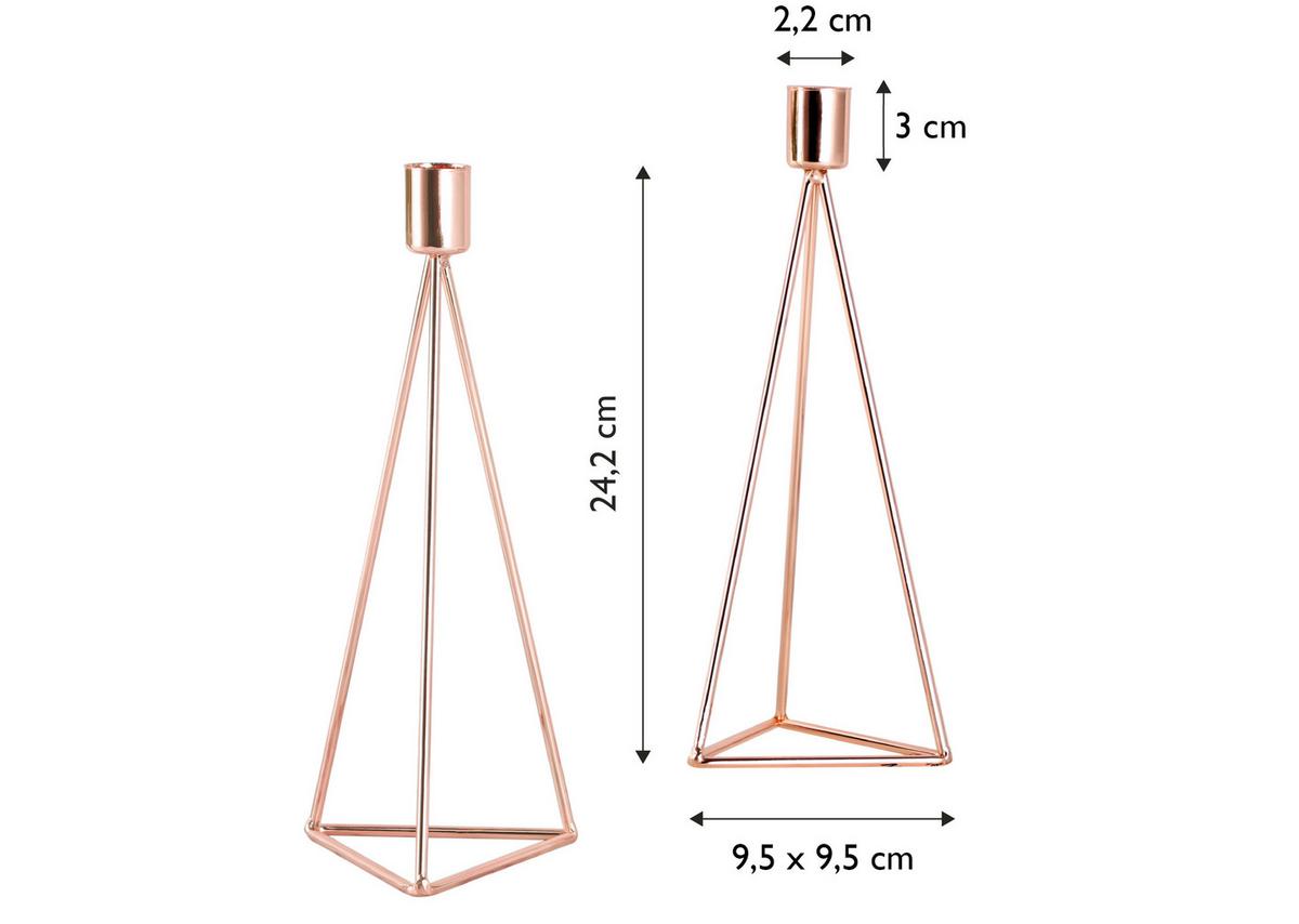 Kerzenhalter-Set Retro Design Kupferfarben 2-teilig - Kupferfarben, Basics, Metall (9,5/24,2cm) - Echtwerk