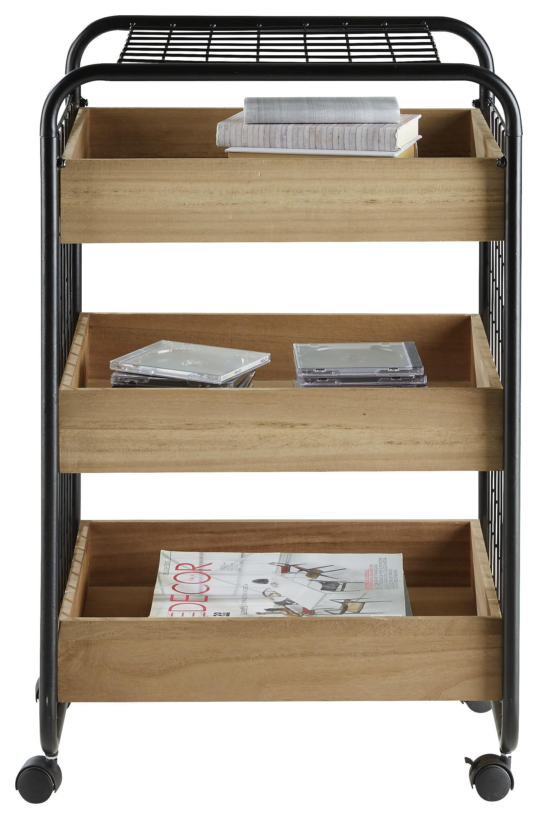 Rollcontainer Braun/Schwarz - Schwarz/Braun, MODERN, Holz/Kunststoff (51/83/42cm) - Modern Living