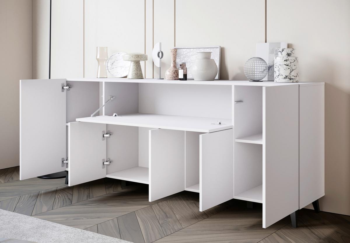 Široka Komoda Phuket, Bela - črna/bela, Design, umetna masa/leseni material (180/76/37,5cm) - Livetastic