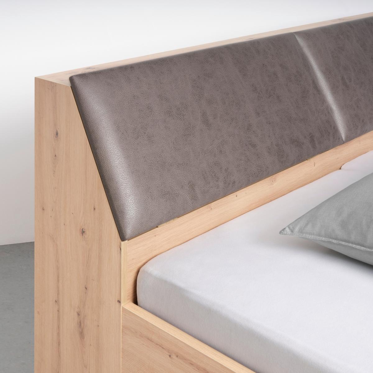 Stauraumbett in Eiche Artisan ca. 180x200cm - Eiche Artisan/Grau, KONVENTIONELL, Holzwerkstoff/Textil (180/200cm) - Mömax