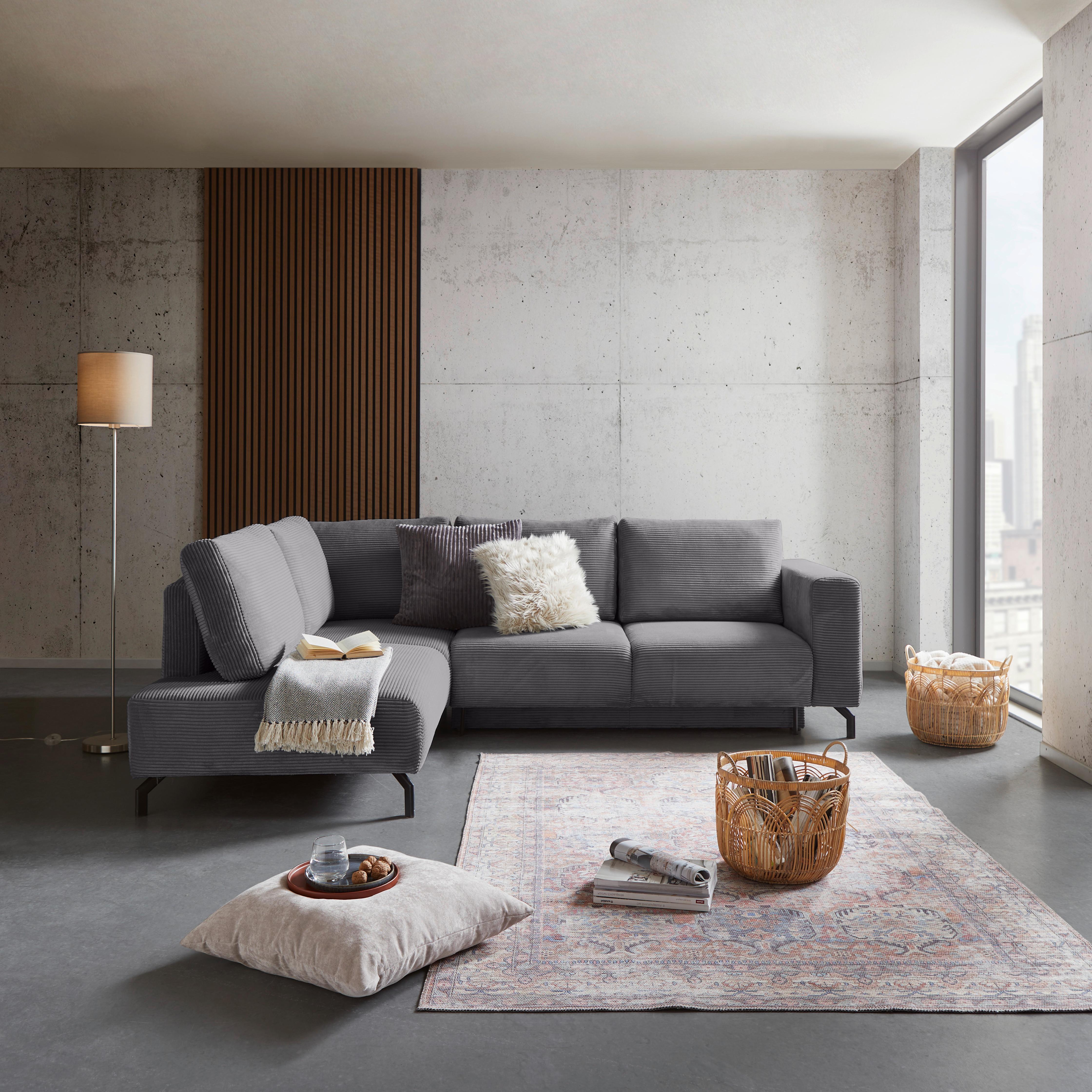 Kutna Garnitura Veni - tamno siva/crna, Moderno, tekstil (210/272cm) - Modern Living