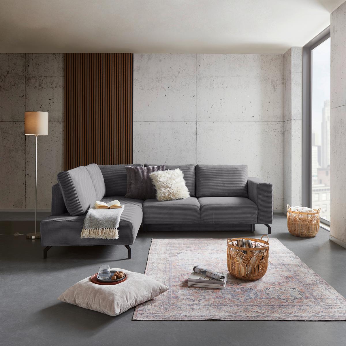 Kutna Garnitura Veni - tamno siva/crna, Moderno, tekstil (210/272cm) - Modern Living