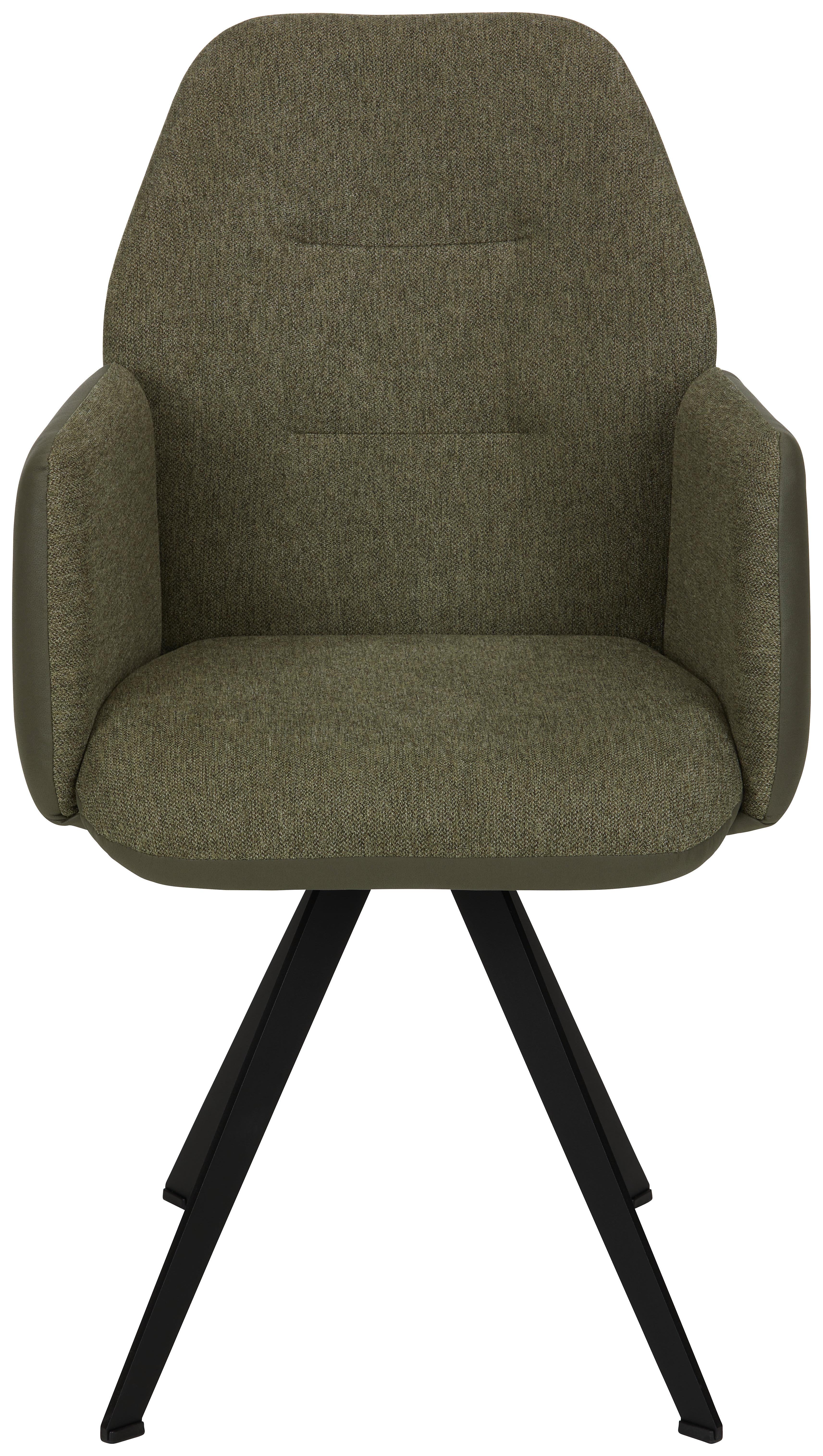 Armlehnstuhl Storm Grün - Schwarz/Grün, Modern, Textil/Metall (57/96,5/63cm) - Premium Living