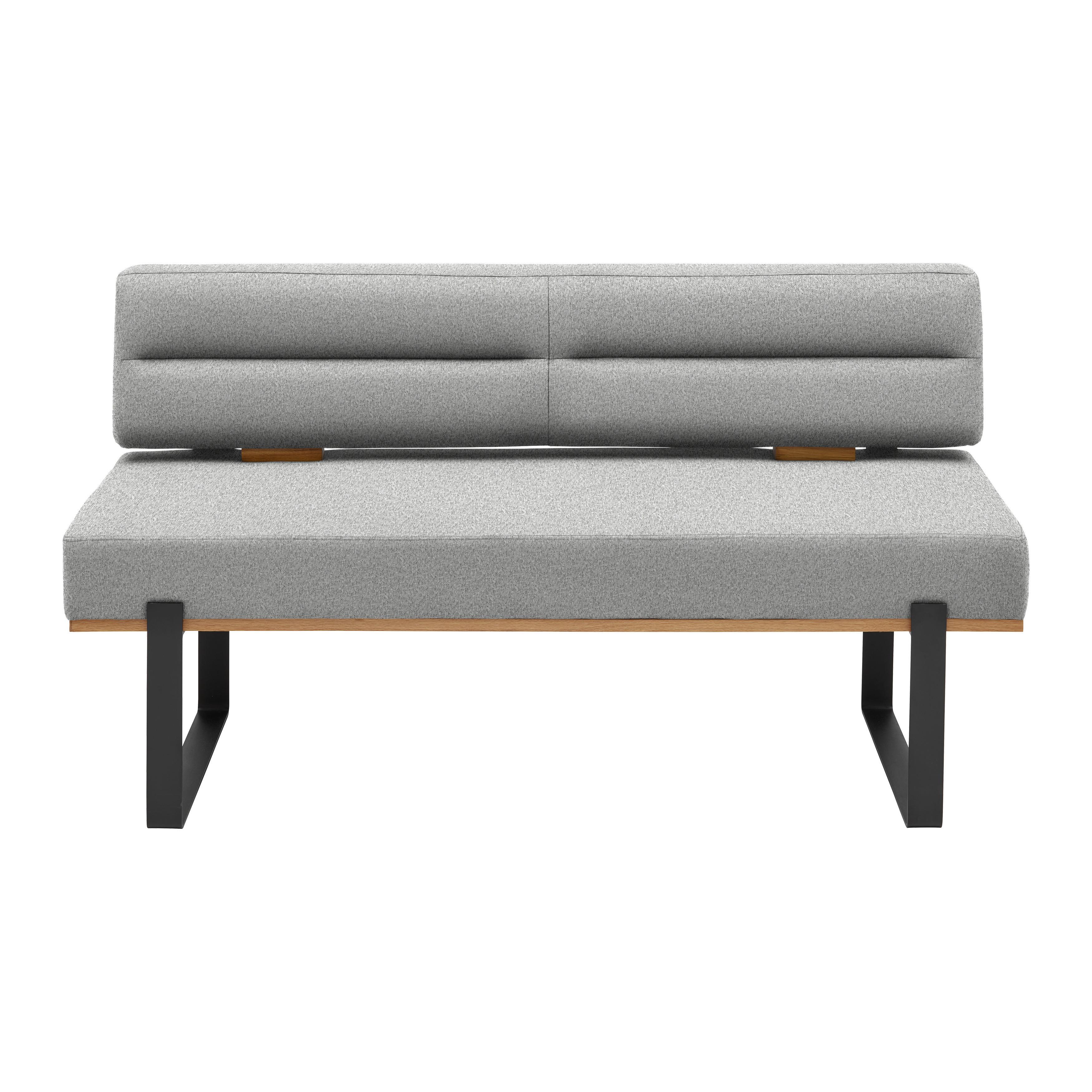 Sitzbank Canon in Hellgrau - Hellgrau/Schwarz, Konventionell, Holz/Textil (160/85/60cm) - Based
