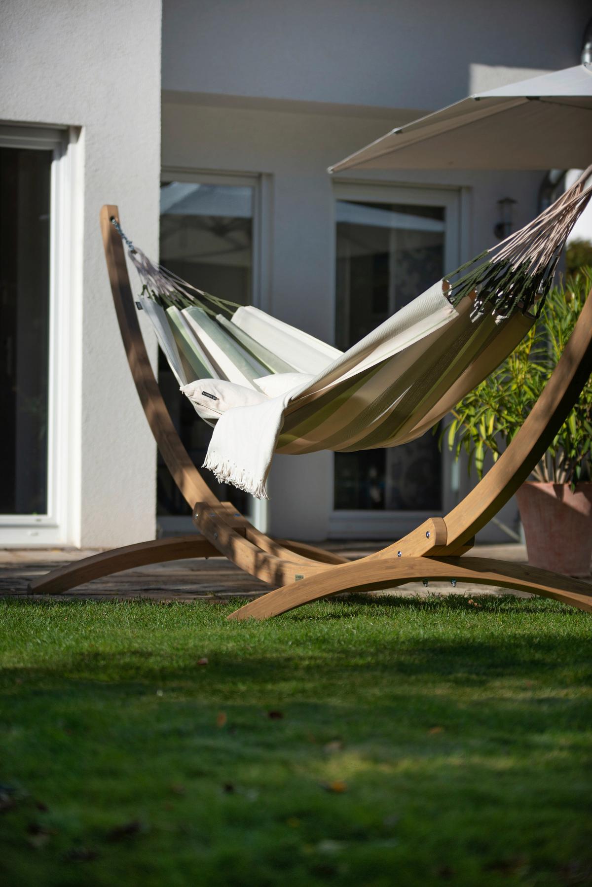 Hängematte Classic Double Hammock Outdoor Weiß/Grün - Weiß/Hellgrün, KONVENTIONELL, Textil (160/350cm) - La Siesta