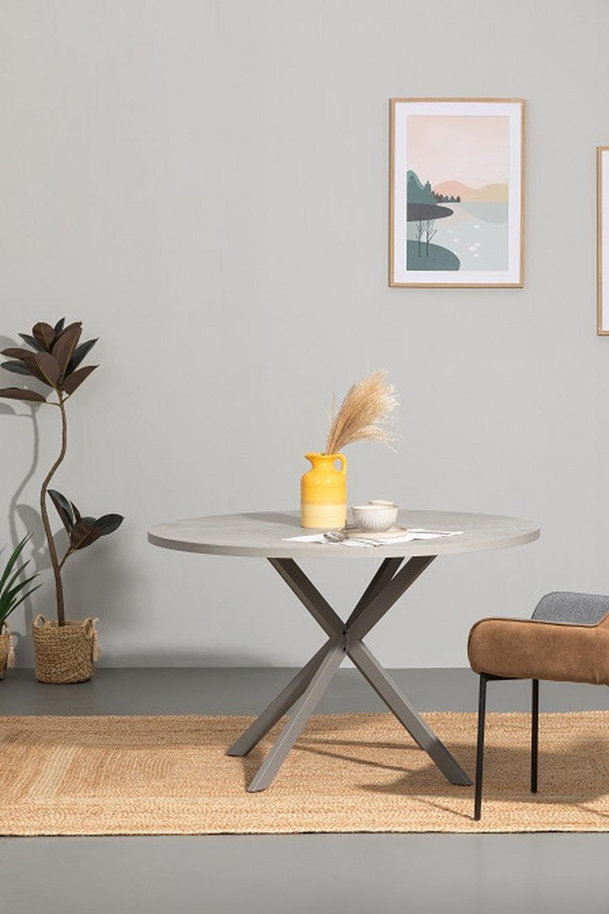 STÓŁ DO JADALNI MONTE - szary, Modern, materiał drewnopochodny/metal (120/120/75cm) - MID.YOU