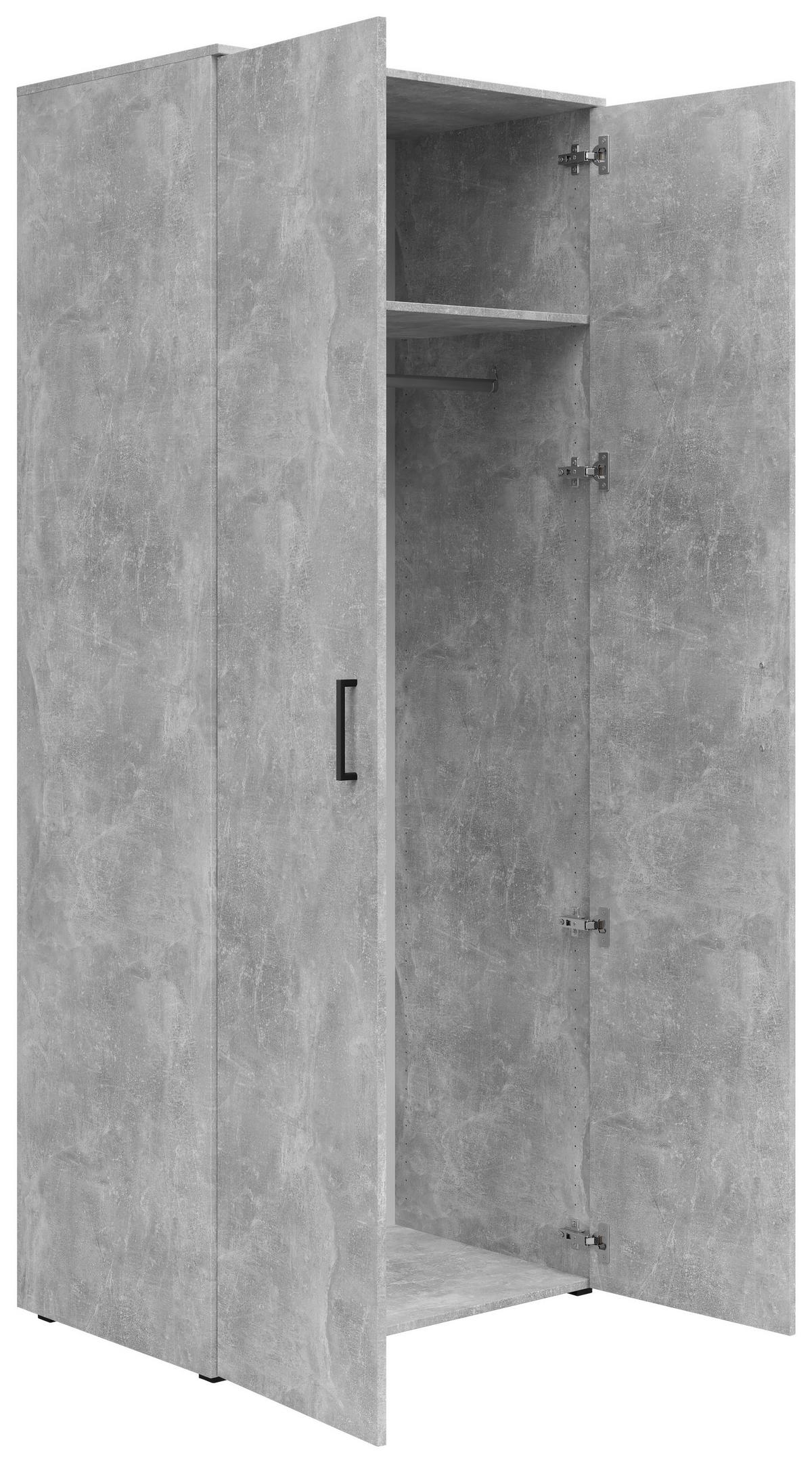 Schrank Multistauraum Betonoptik - Schwarz/Grau, MODERN, Holzwerkstoff/Kunststoff (80/195/52cm) - Mömax