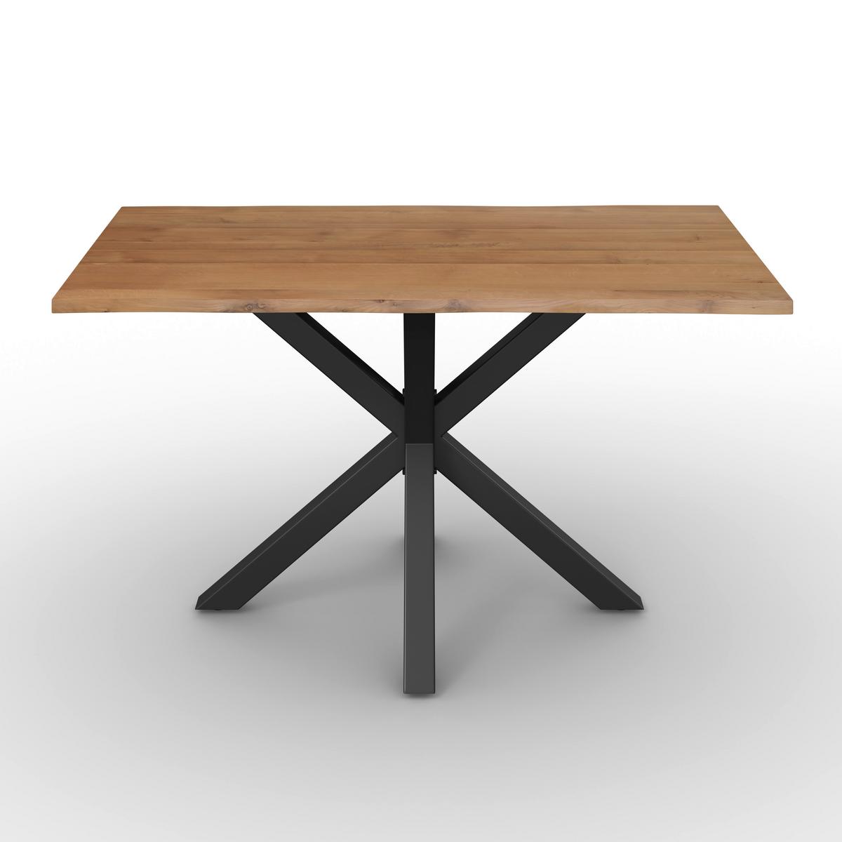 Esstisch Lesley in Holz Eiche massiv ca. 140x80 cm - Eichefarben/Schwarz, MODERN, Holz/Metall (140/80/76cm) - Bessagi Home