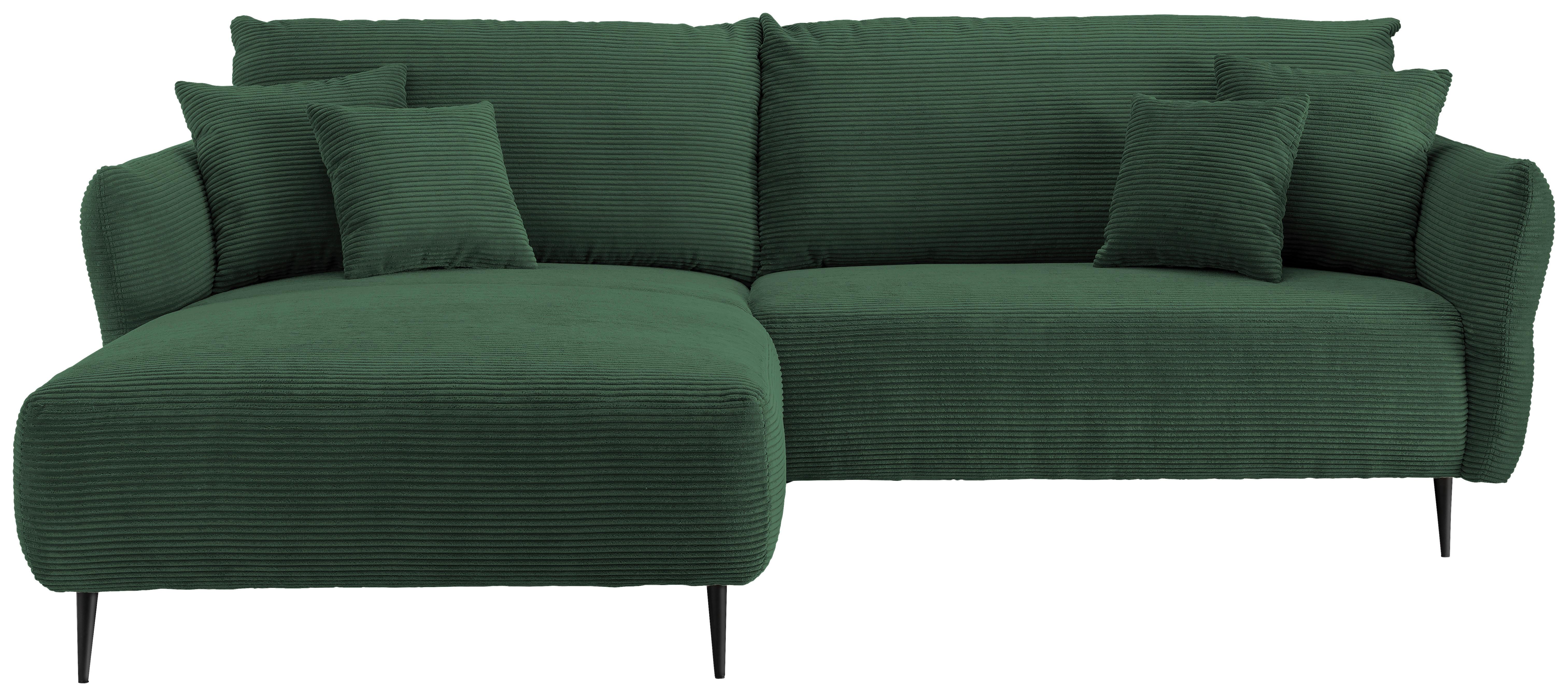 Sedežna Garnitura Vanilla, Temno Zelena - črna/temno zelena, Design, kovina/tekstil (178/264-302cm) - Modern Living