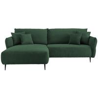 Ecksofa Vanilla Dunkelgrün Cord - Dunkelgrün/Schwarz, Design, Textil/Metall (178/264-302cm) - Livetastic