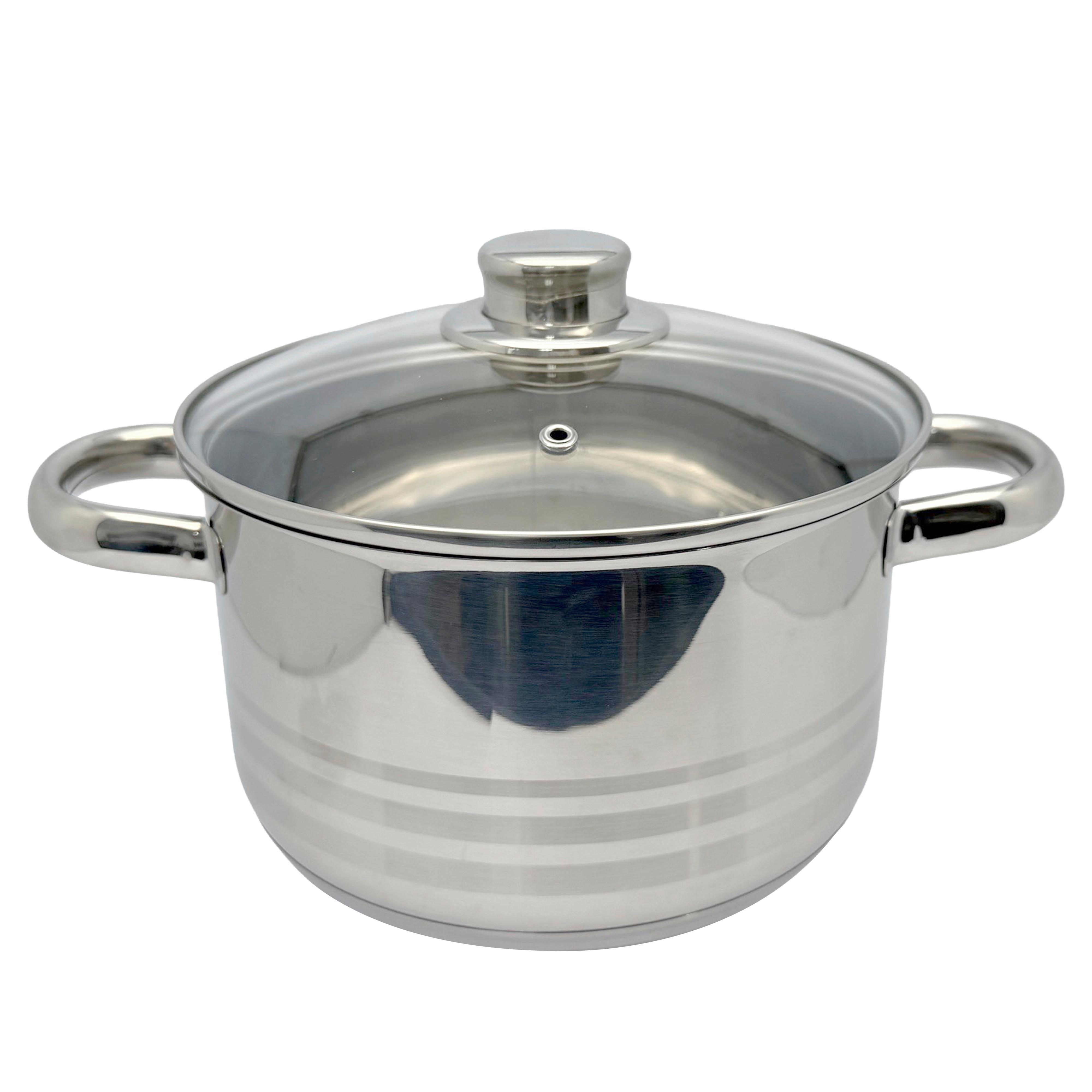Oală cu capac din sticlă Paula cca. 3,3 l - străveziu/culoare inox, Konventionell, sticlă/metal (20/11,5cm) - Based