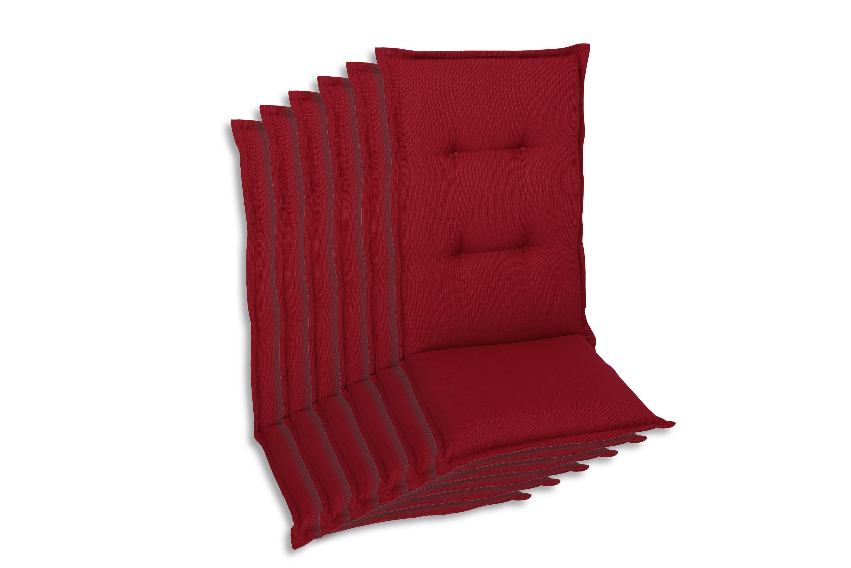 Sesselauflagenset 6-Teilig Kirschrot - Kirschrot, Basics, Textil (50/7/120cm)