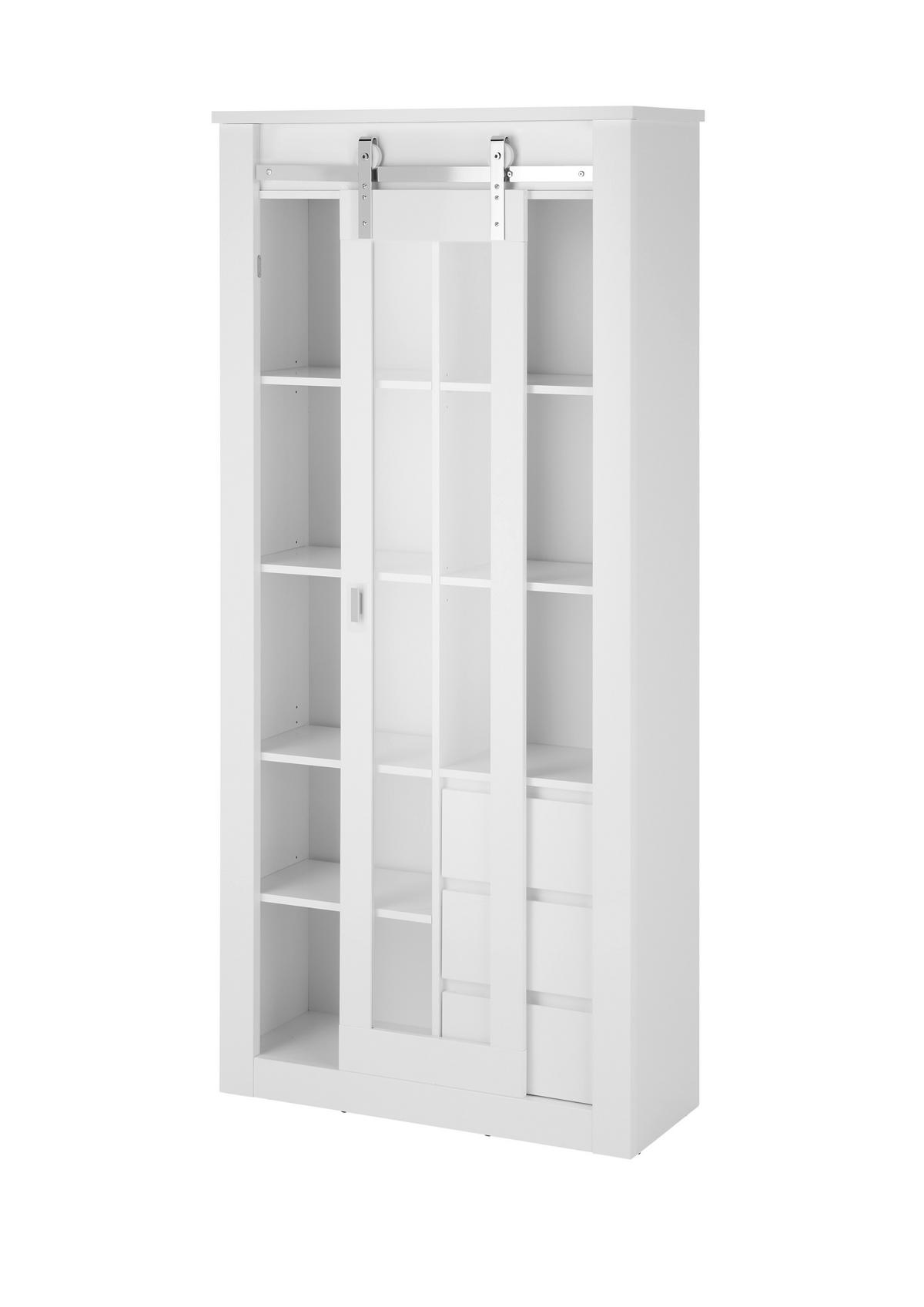 Vitrine Daytona Weiß - Chromfarben/Weiß Hochglanz, Design, Holzwerkstoff/Metall (93/201/38cm) - Livetastic