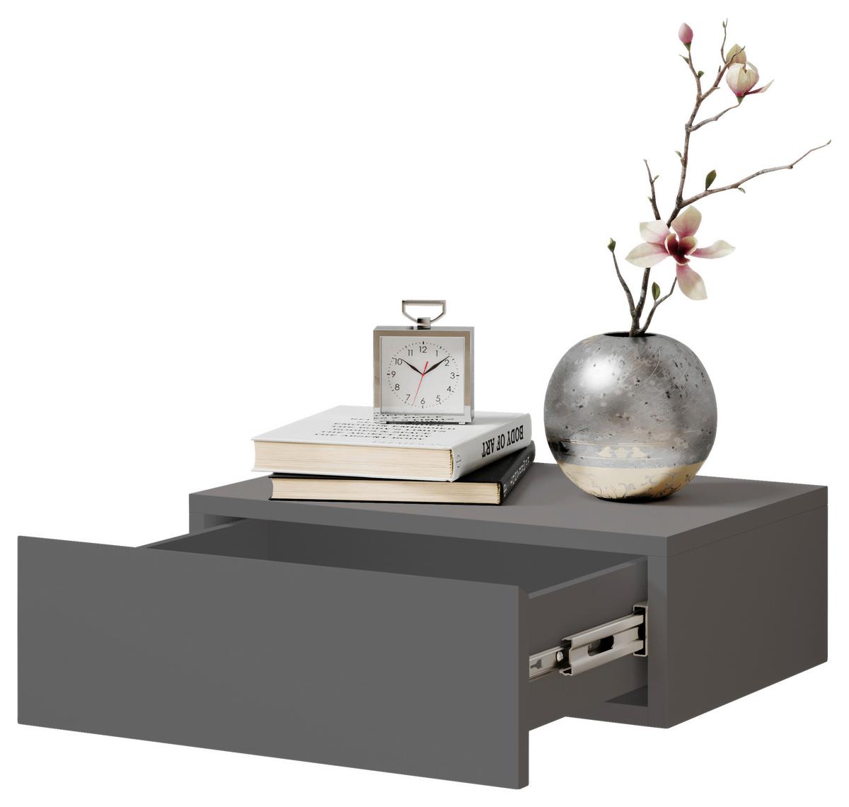 SZAFKA NOCNA TAJO - kolor grafitowy, Modern, materiał drewnopochodny (42/14/30cm) - Livetastic