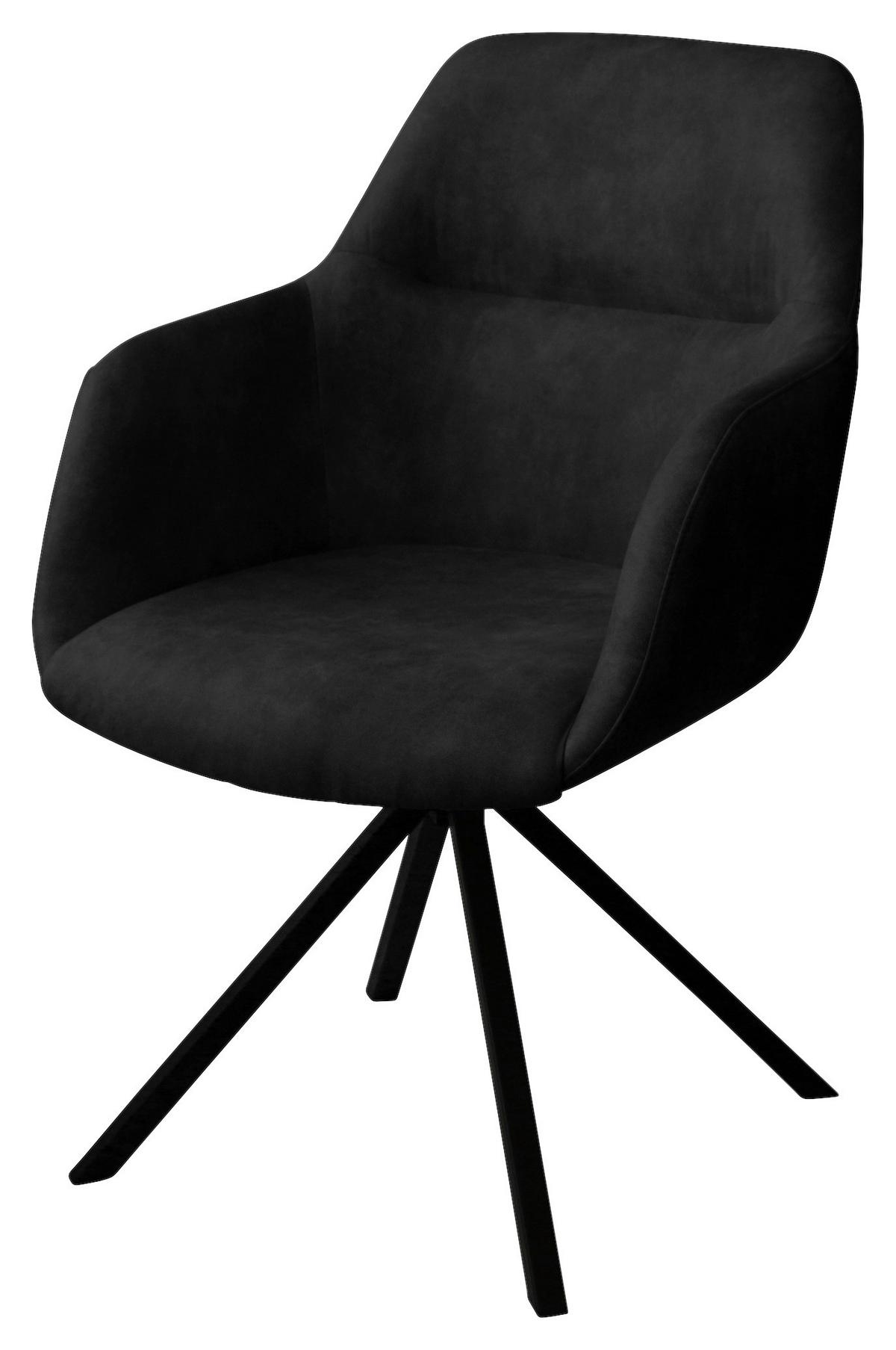 KRZESŁO Z PODŁOKIETNIKAMI VENEDIG - antracytowy/czarny, Design, metal/tkanina (57/85,5/65cm) - Voleo