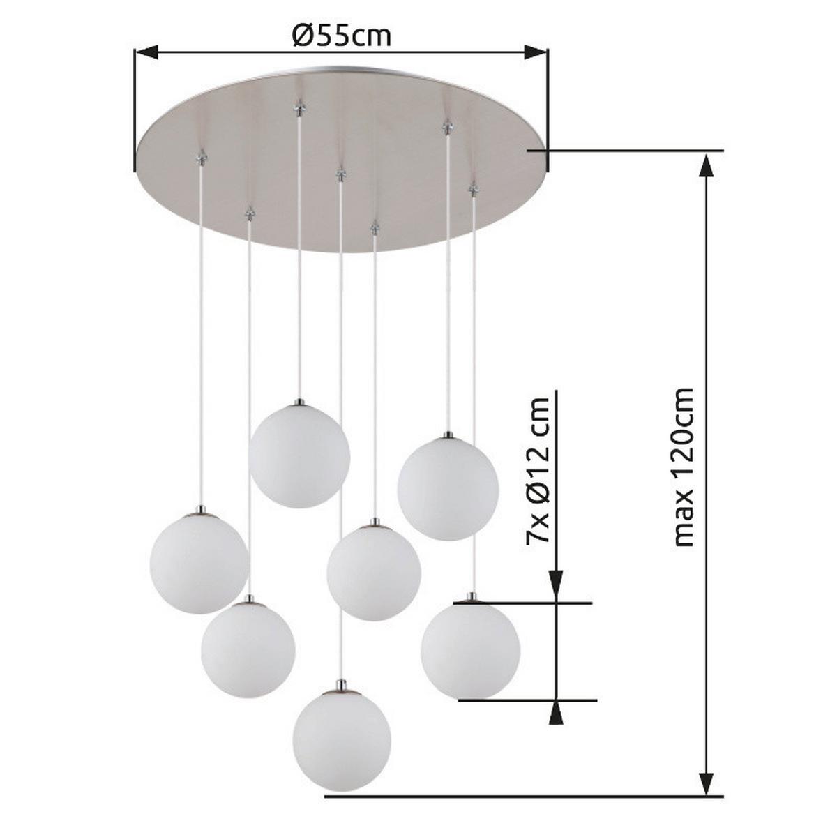 LED Függőlámpa 56140-7h - fekete/nikkelszínű, Design, műanyag/Üveg (55/120cm) - Globo