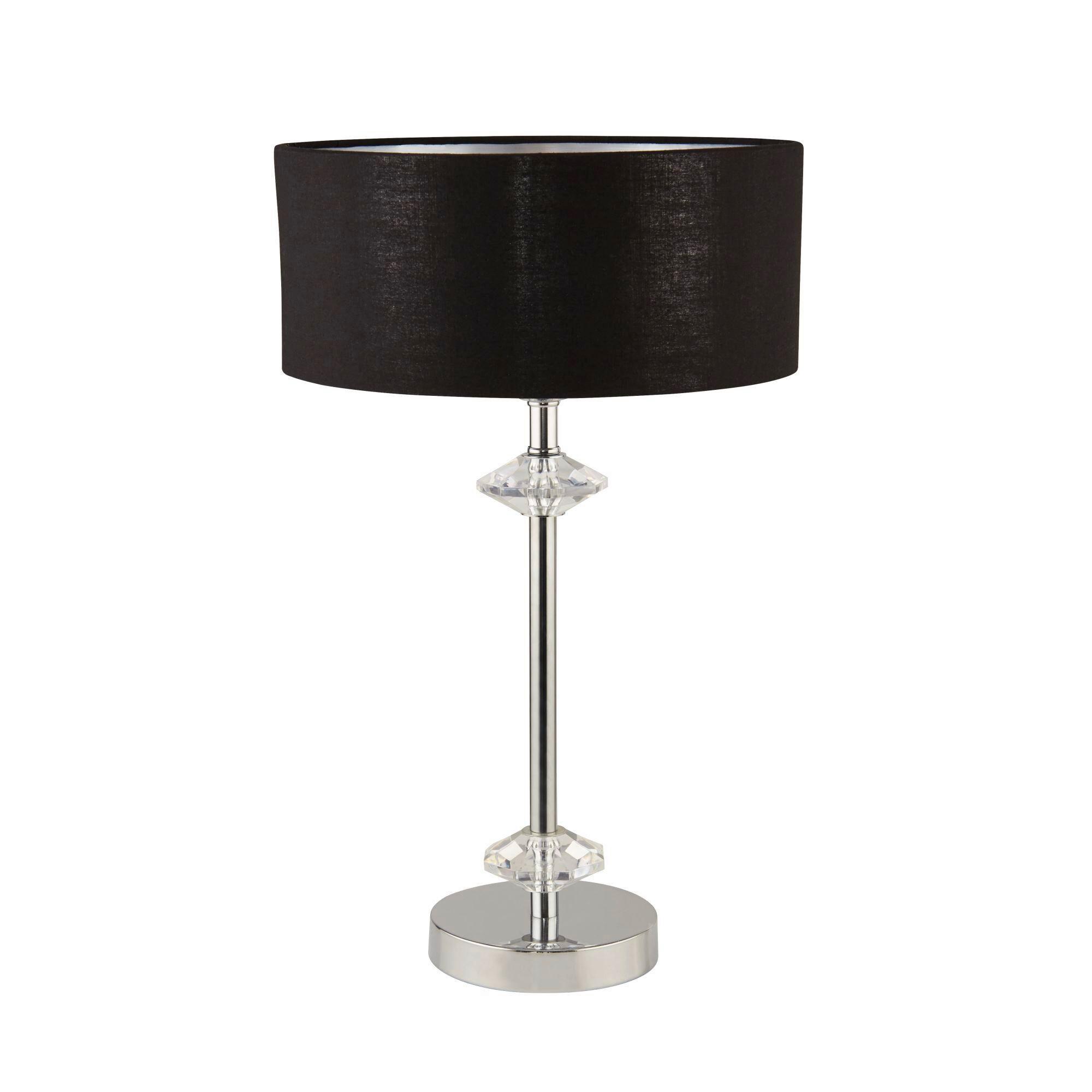 Asztali Lámpa Eu7651cc - krómszínű/fekete, Design, műanyag/bőr (46/28cm)