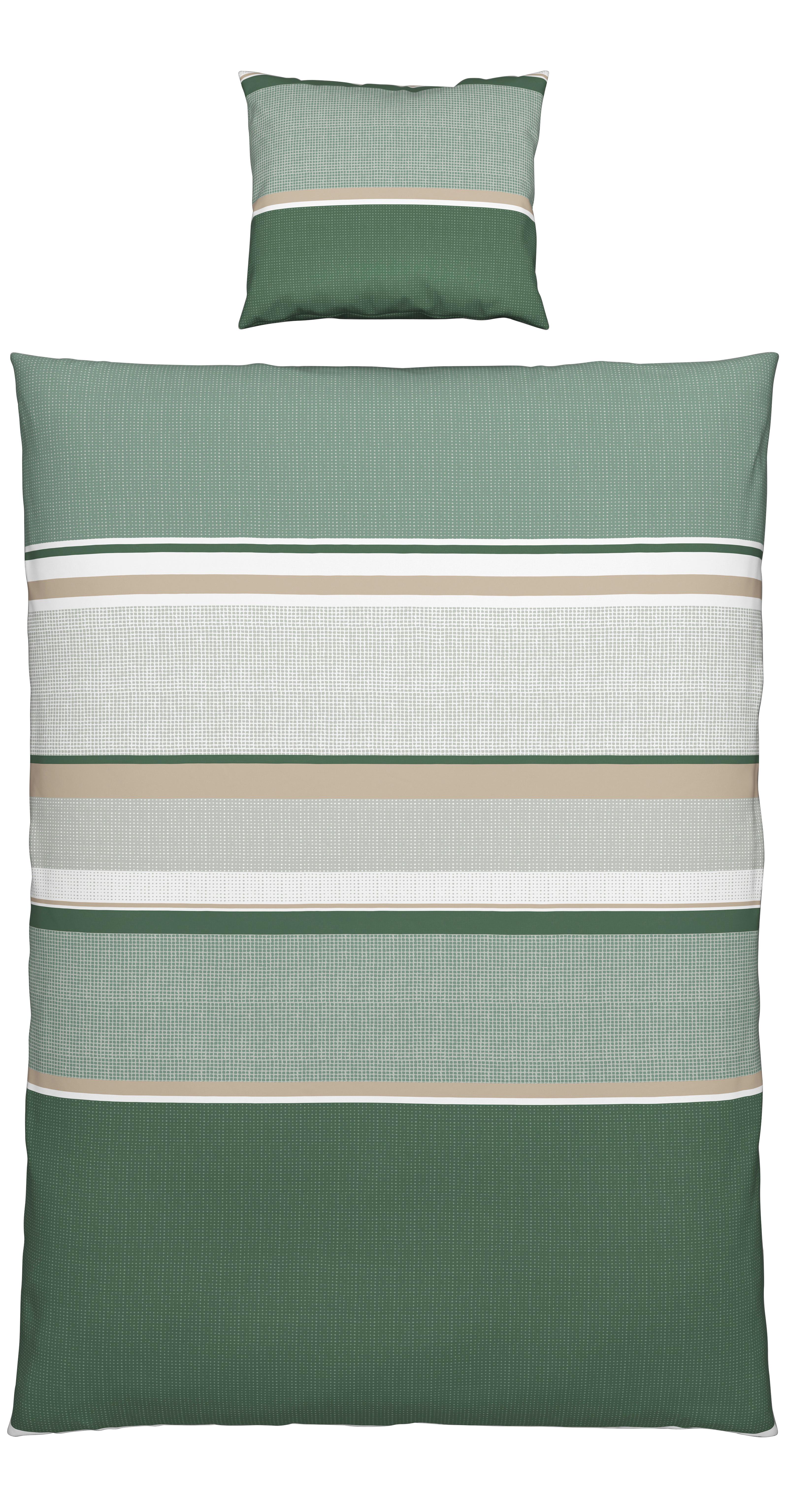 BETTWÄSCHESET DAVID - Beige/Grün, Natur, Textil (160/210cm) - Modern Living