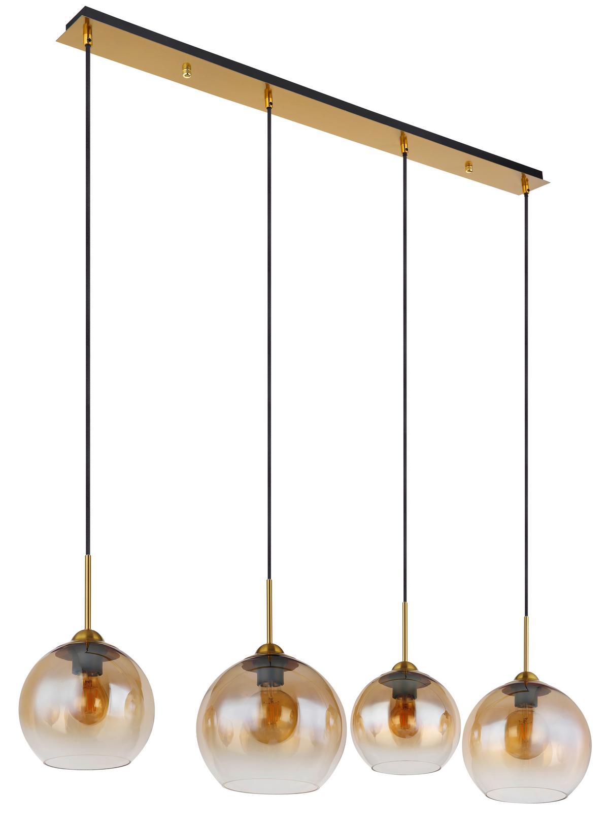 Hängeleuchte Jamessa Messingfarben max. 60 Watt - Klar/Messingfarben, Design, Glas/Metall (120/25/120cm) - Globo