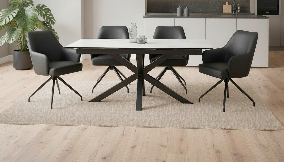 Raztegljiva Miza Lotus, Bela, 168-210x90 - črna/bela, Moderno, kovina/steklo (168-210/90/76cm) - MID.YOU