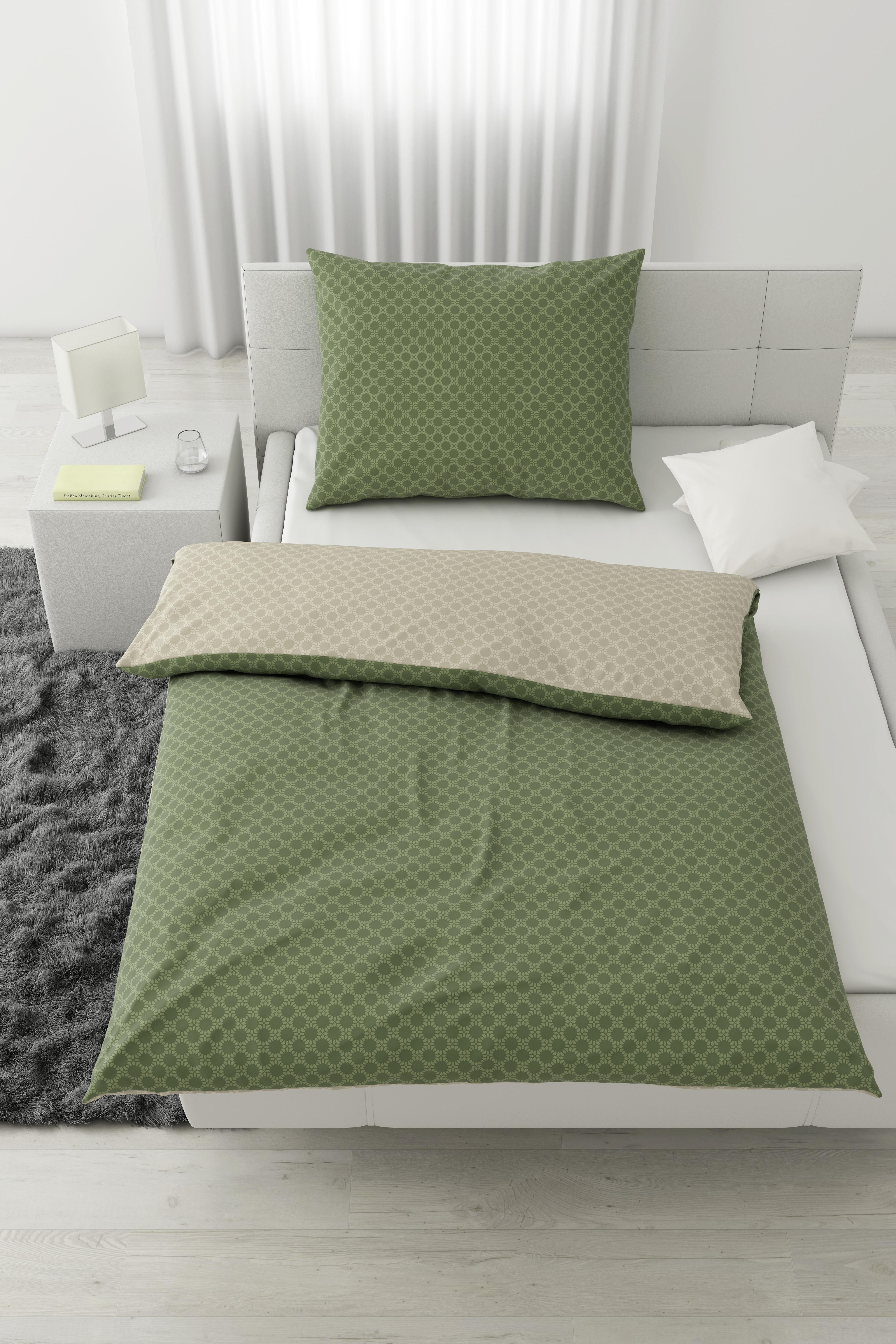 Bettwäsche Mici-Wende ca. 160x210cm - Beige/Grün, Konventionell, Textil (160/210cm) - Modern Living