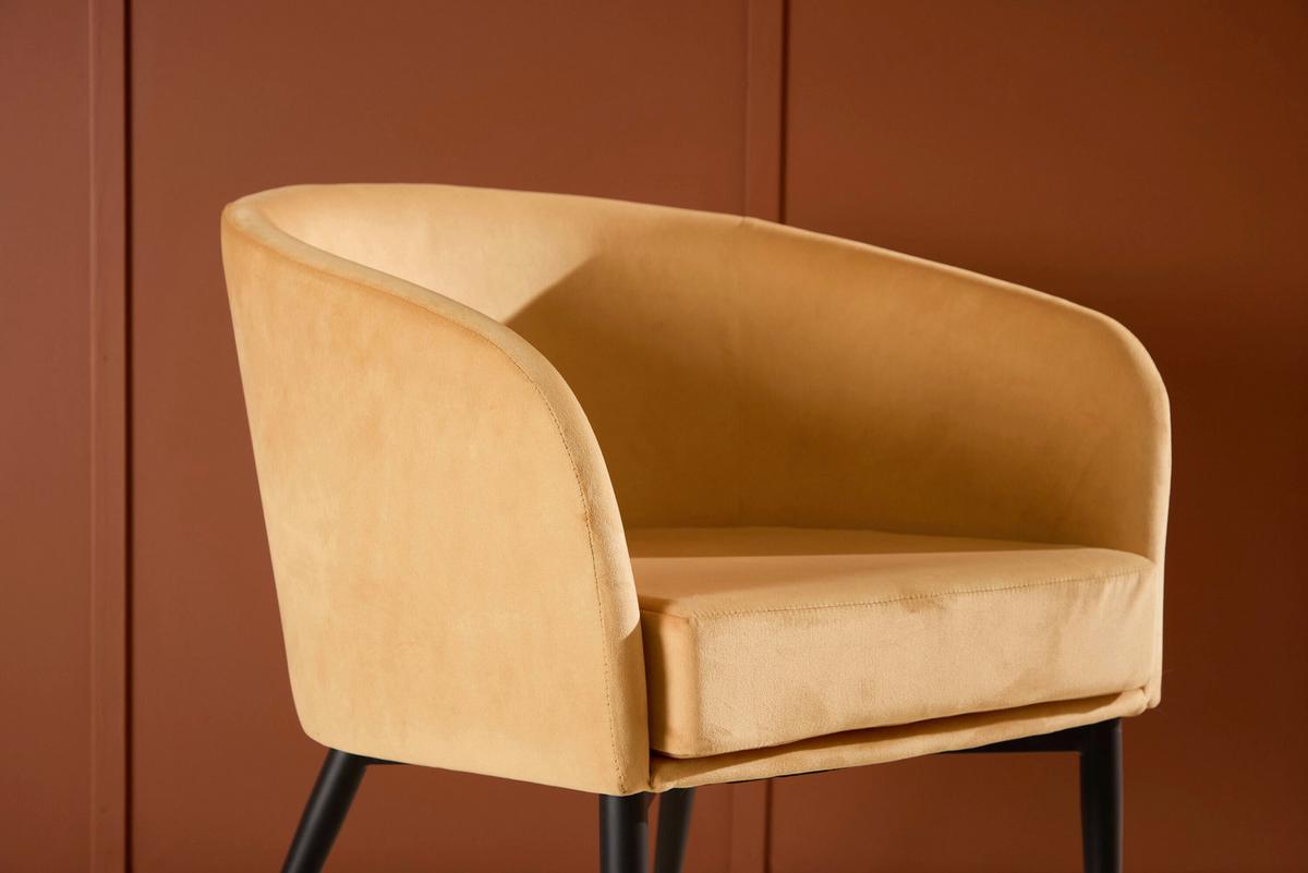 Stuhl Fluffy Gelb - Gelb/Schwarz, MODERN, Textil/Metall (66/70/64cm) - Livetastic