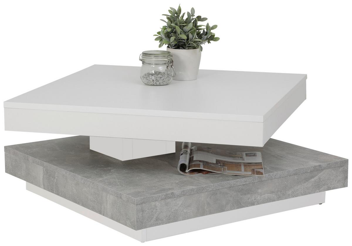 STOLIK KAWOWY ANDY - biały/szary, Basics, materiał drewnopochodny (67/67/35cm) - Boxxx