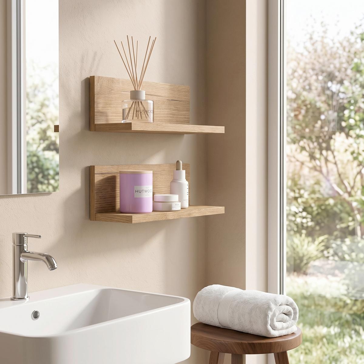 Badezimmerregal Aqua - Eichefarben, Trend, Holzwerkstoff (32/12/14cm) - MID.YOU