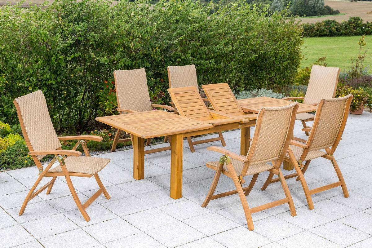 Gartentischgruppe Capri Naturfarben - Naturfarben, KONVENTIONELL, Holz/Kunststoff - Gardenson