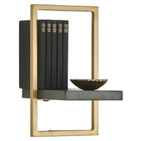 REGAŁ ŚCIENNY VALO - czarny/kolor złoty, Trend, metal/drewno (20/35/25cm) - Lomoco