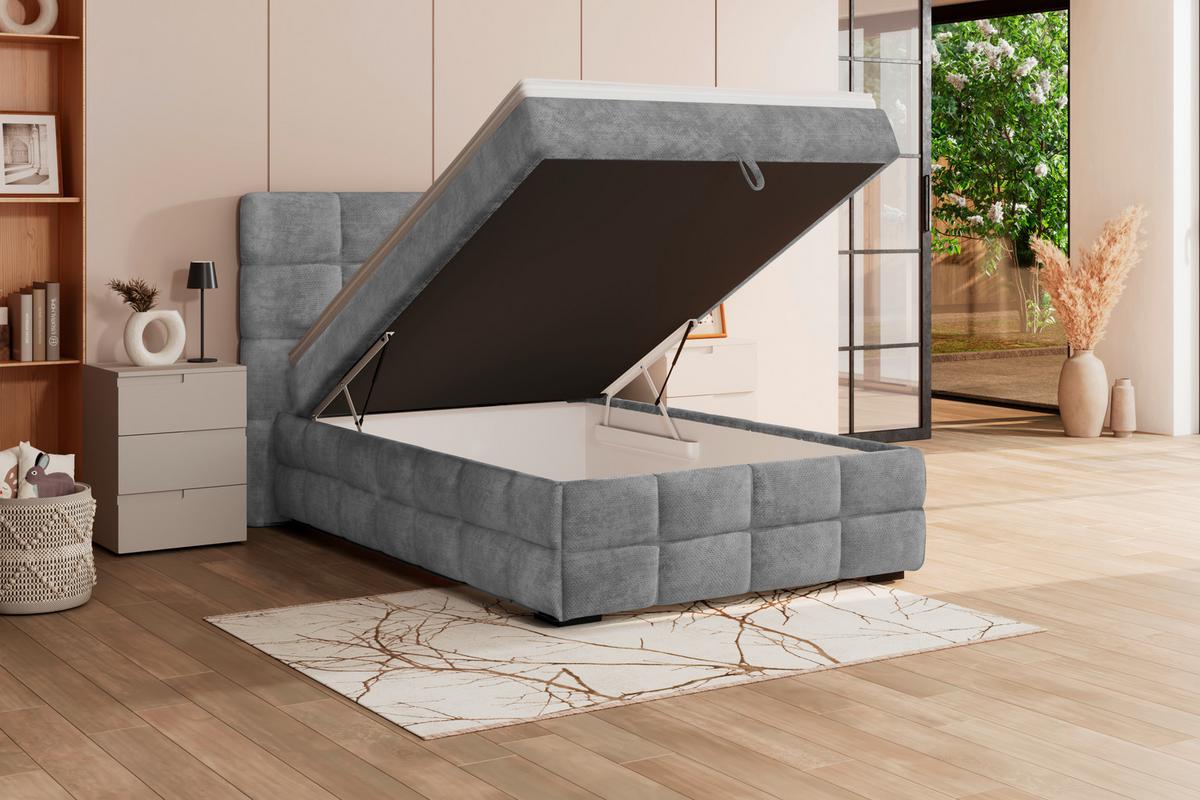 PAT BOX VEGA - verde/gri, Trend, lemn/textil (140/200cm) - Modern Living