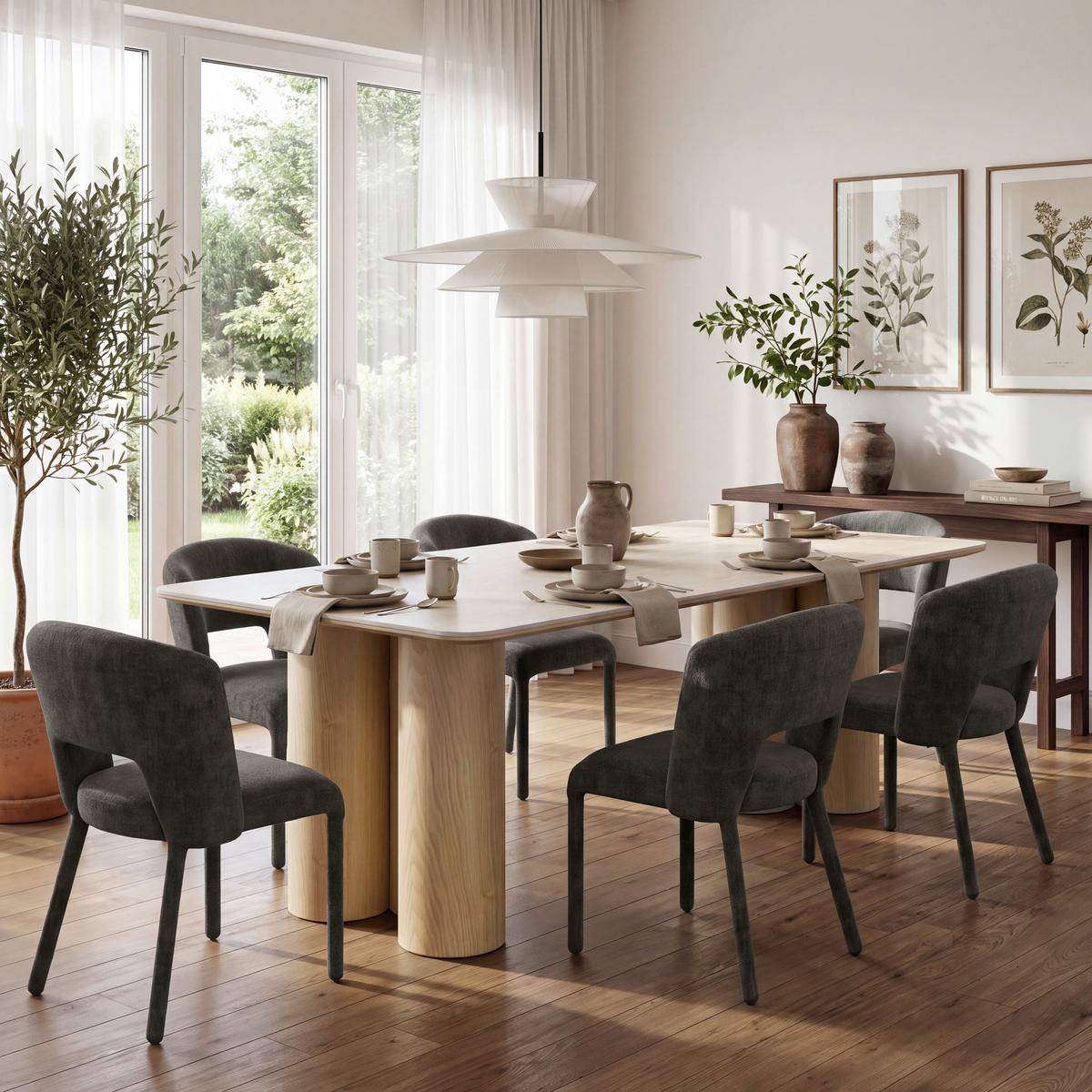 Stuhl Anea Dunkelgrau Webstoff Gepolstert - Dunkelgrau, MODERN, Holz/Textil (52/79/55,5cm) - Bessagi Home